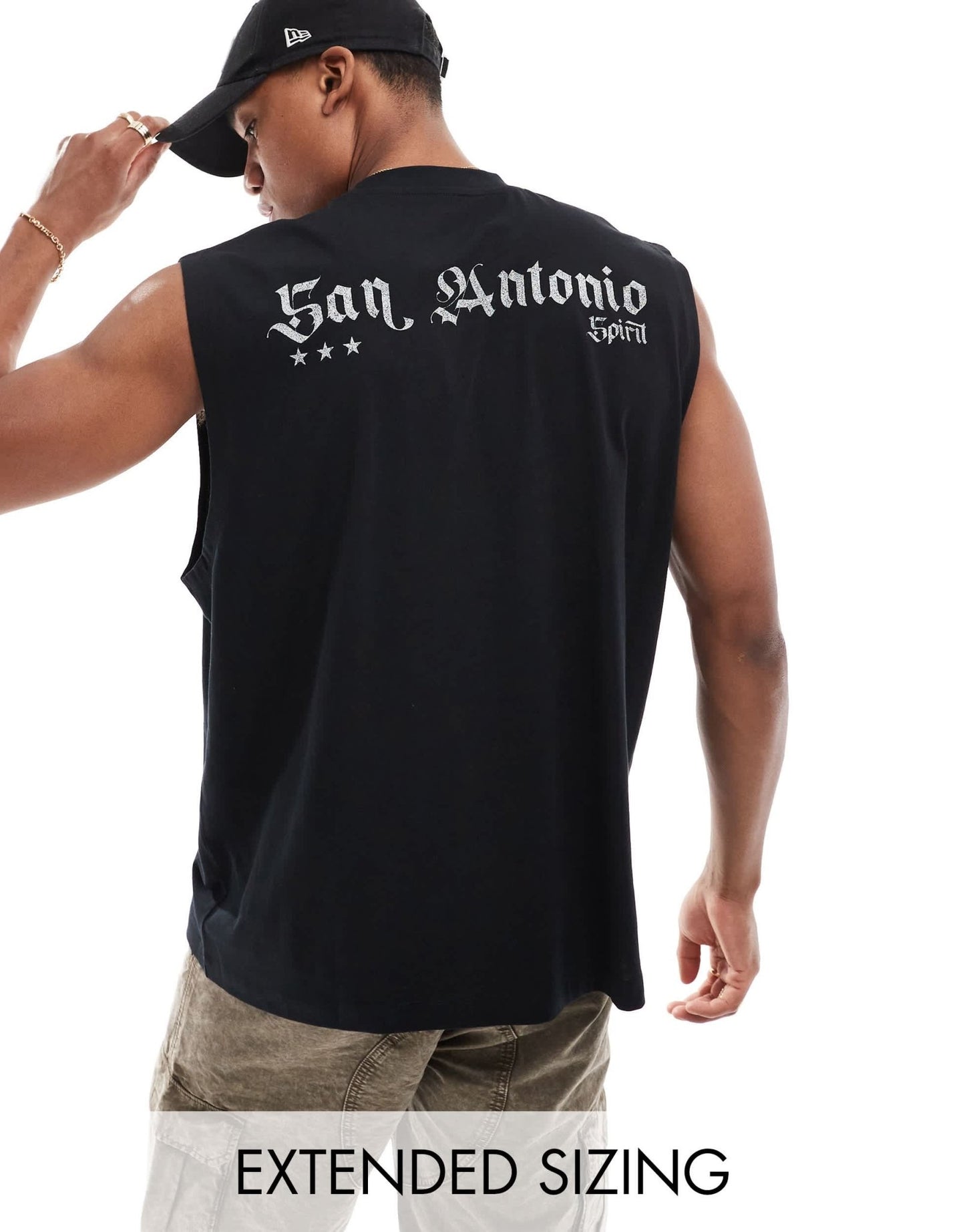 ASOS DESIGN oversized vest in black with San Antonio city back print - ASOS Sample Sale EU Store