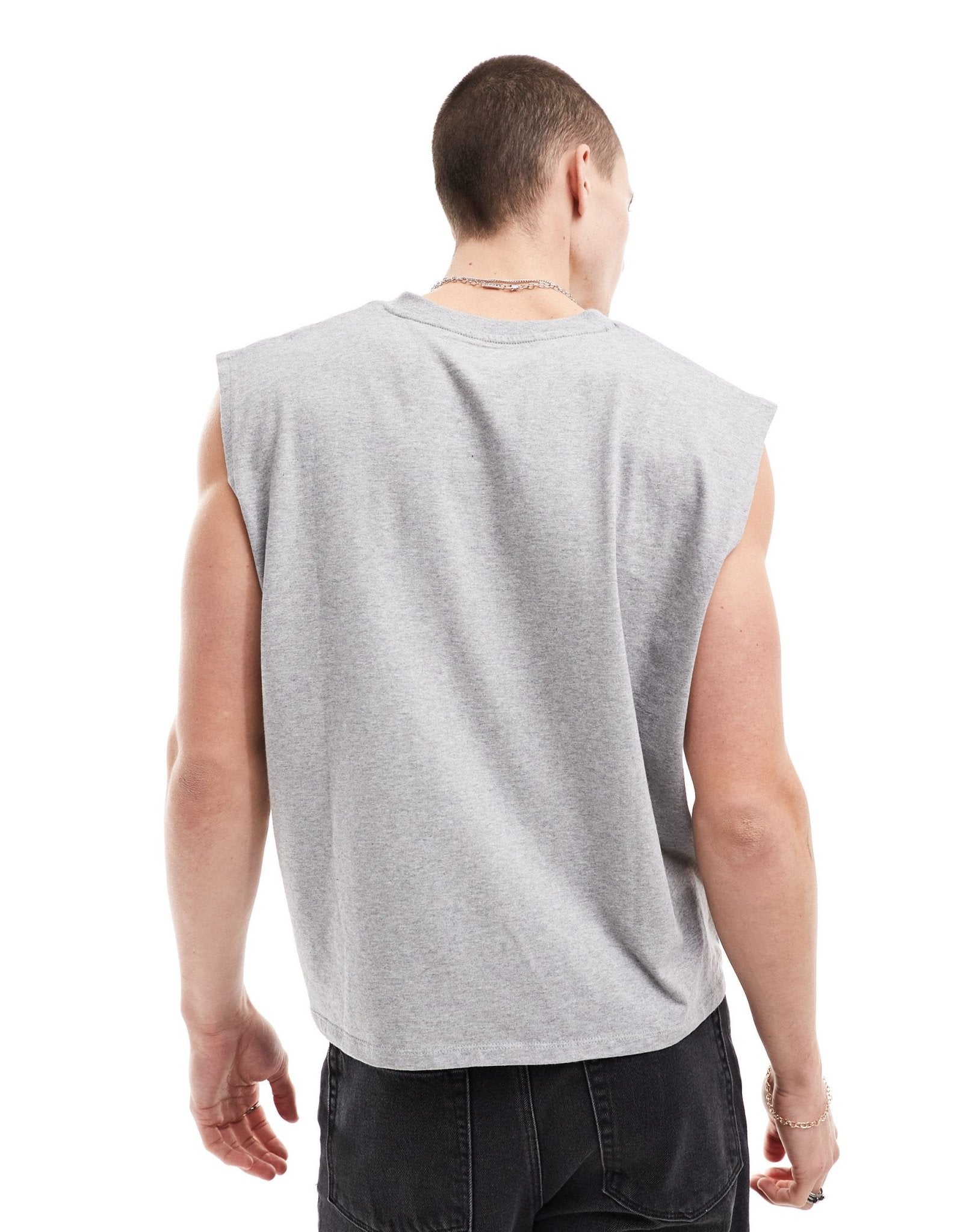 ASOS DESIGN oversized vest with v - neck in grey marl - ASOS Sample Sale EU Store