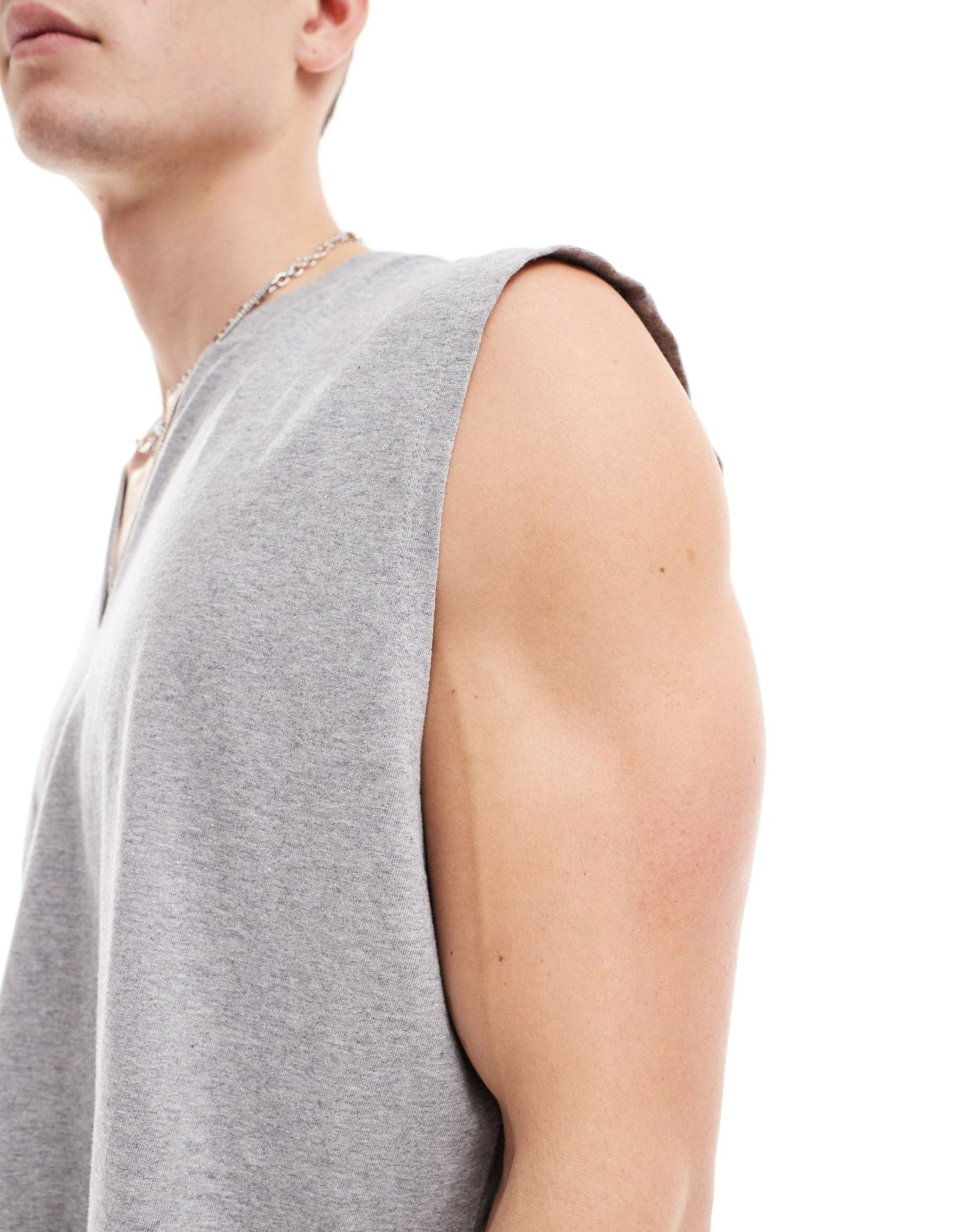ASOS DESIGN oversized vest with v - neck in grey marl - ASOS Sample Sale EU Store