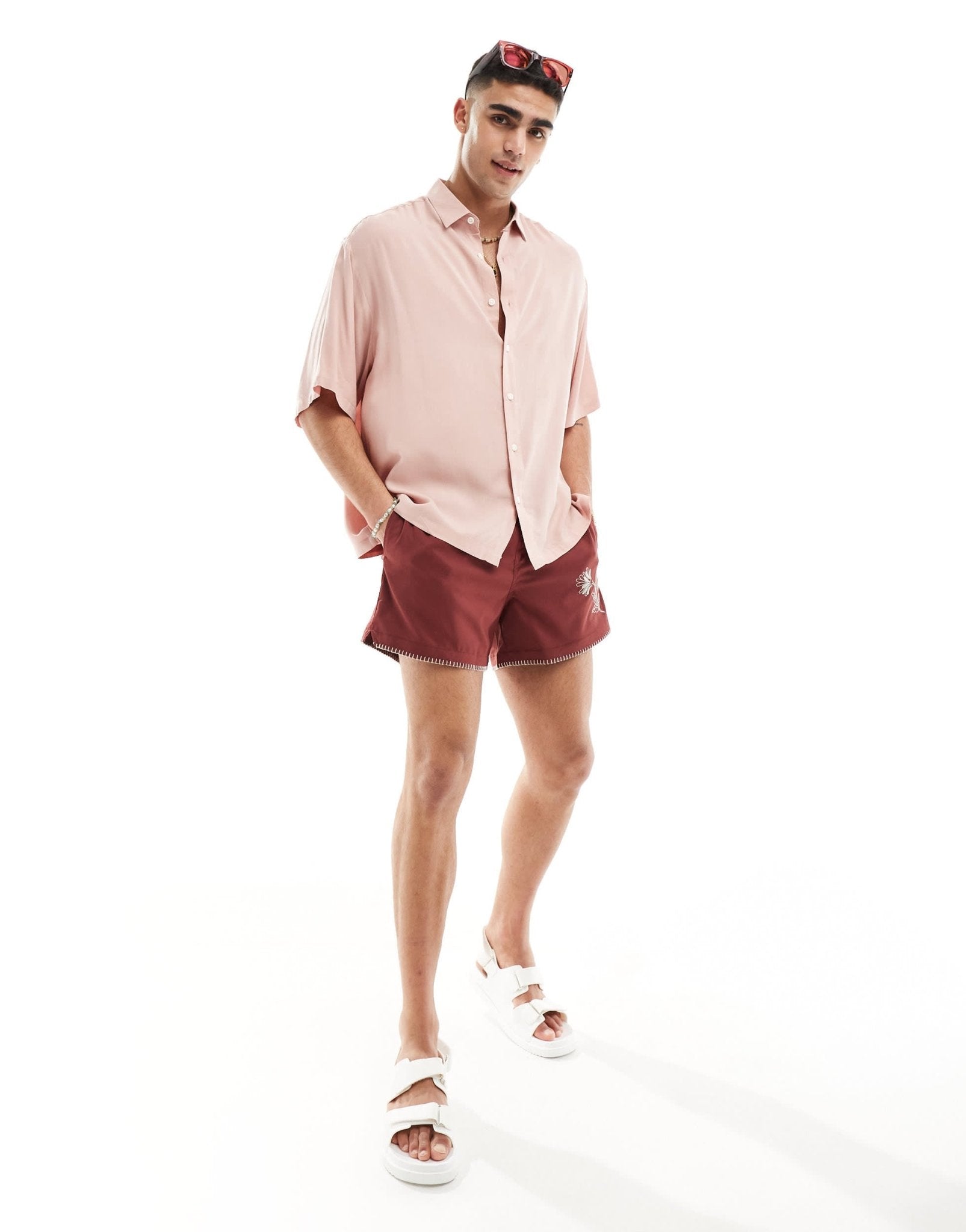ASOS DESIGN oversized viscose shirt in light pink - ASOS Sample Sale EU Store