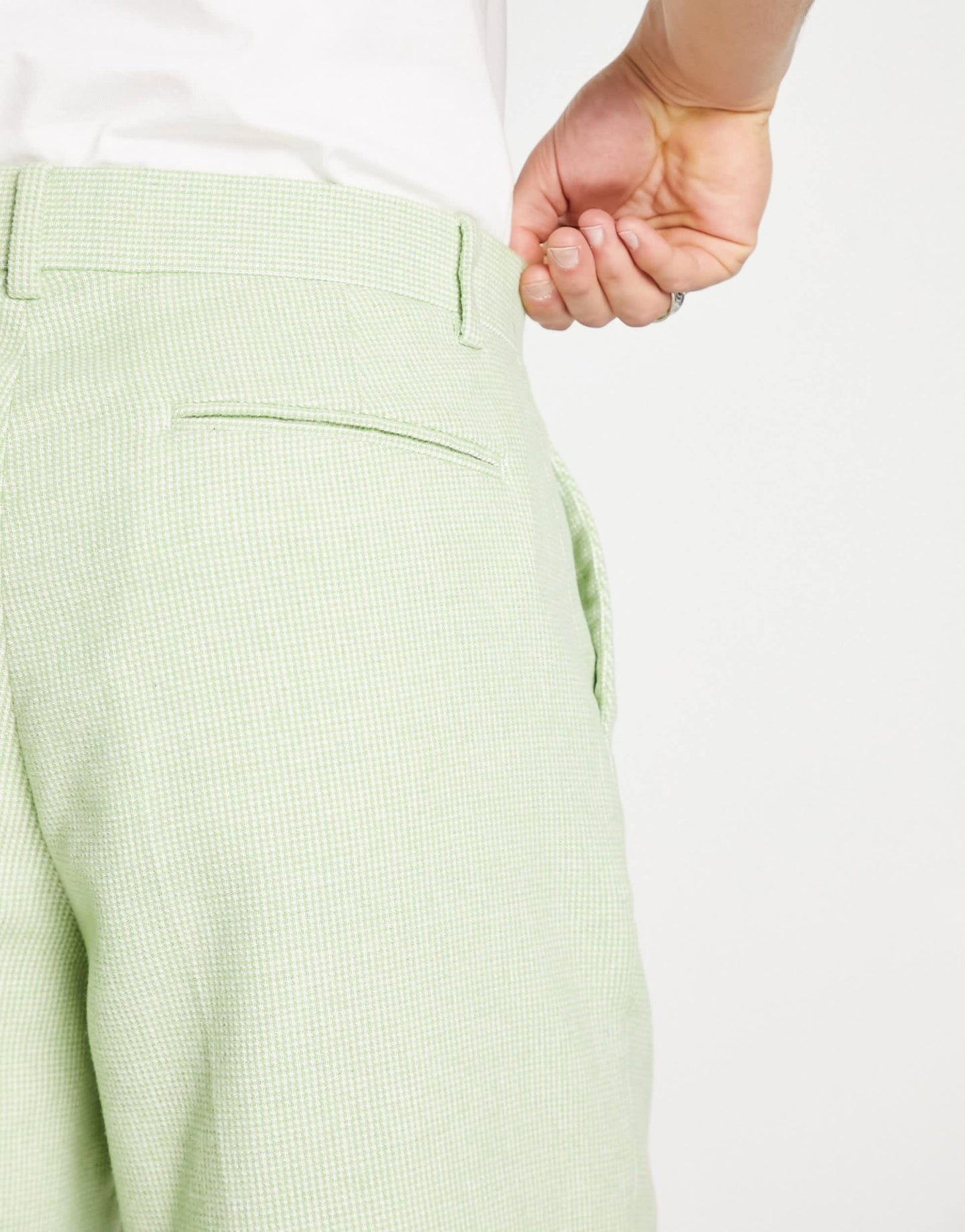 ASOS DESIGN oversized wool mix smart trousers in sage micro check - ASOS Sample Sale EU Store