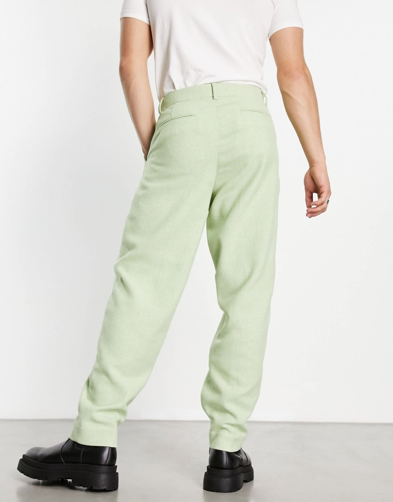 ASOS DESIGN oversized wool mix smart trousers in sage micro check - ASOS Sample Sale EU Store