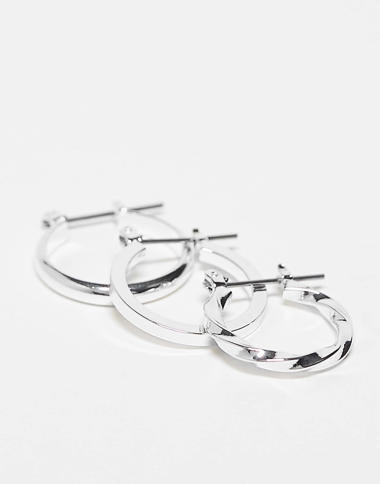 ASOS DESIGN pack of 3 20mm hoop earrings in silver - ASOS Sample Sale EU Store