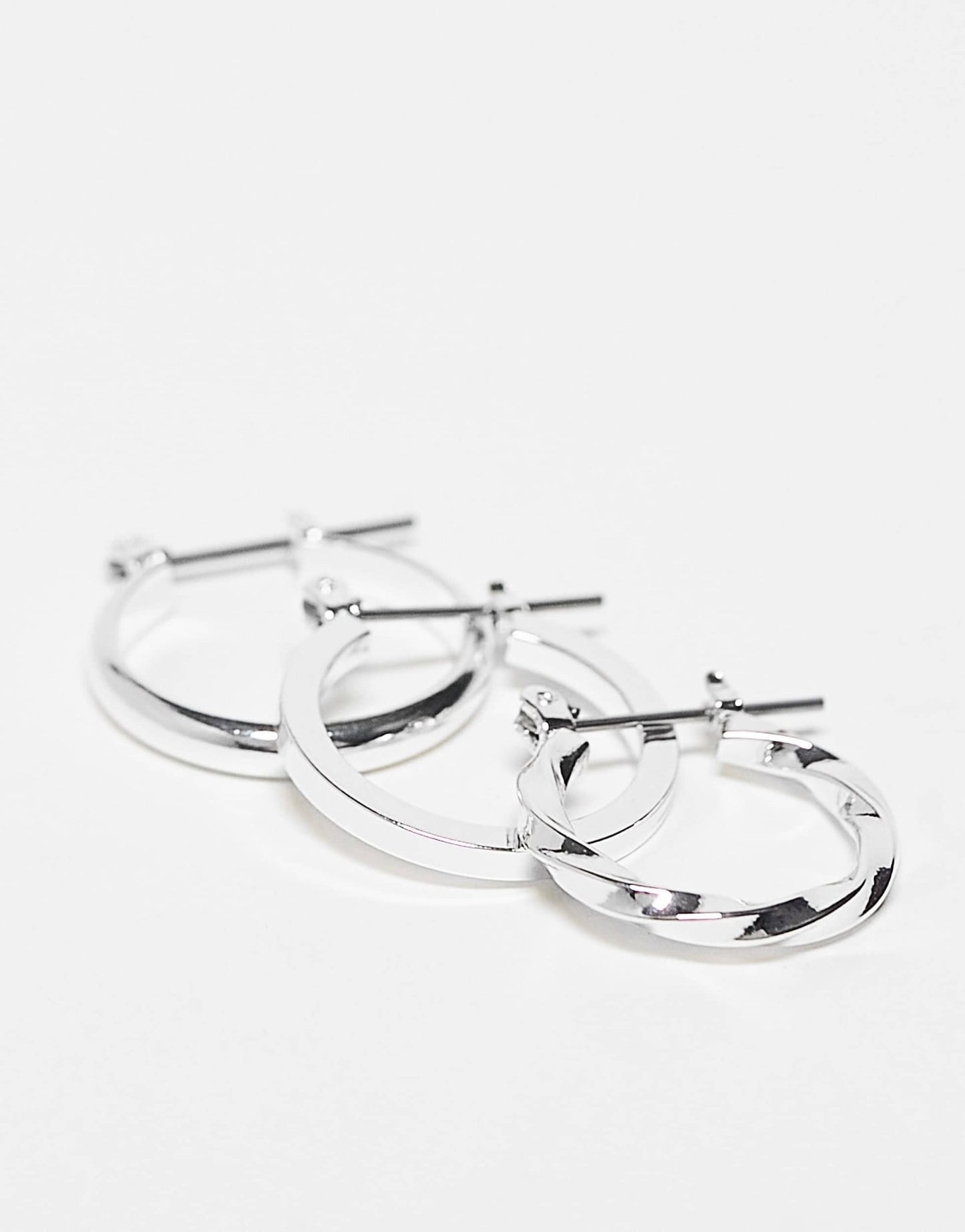 ASOS DESIGN pack of 3 20mm hoop earrings in silver - ASOS Sample Sale EU Store
