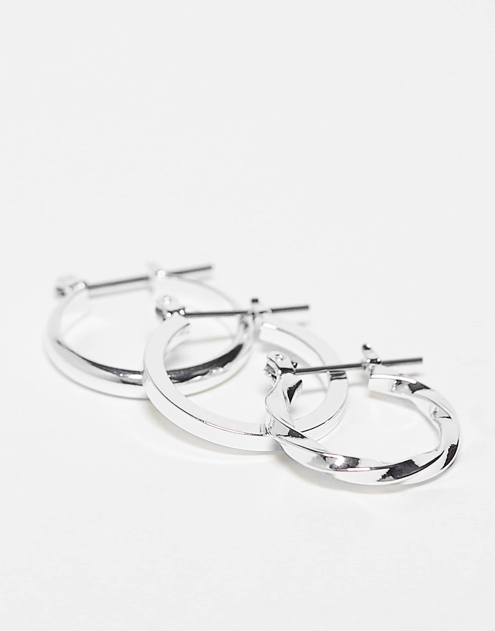 ASOS DESIGN pack of 3 20mm hoop earrings in silver - ASOS Sample Sale EU Store
