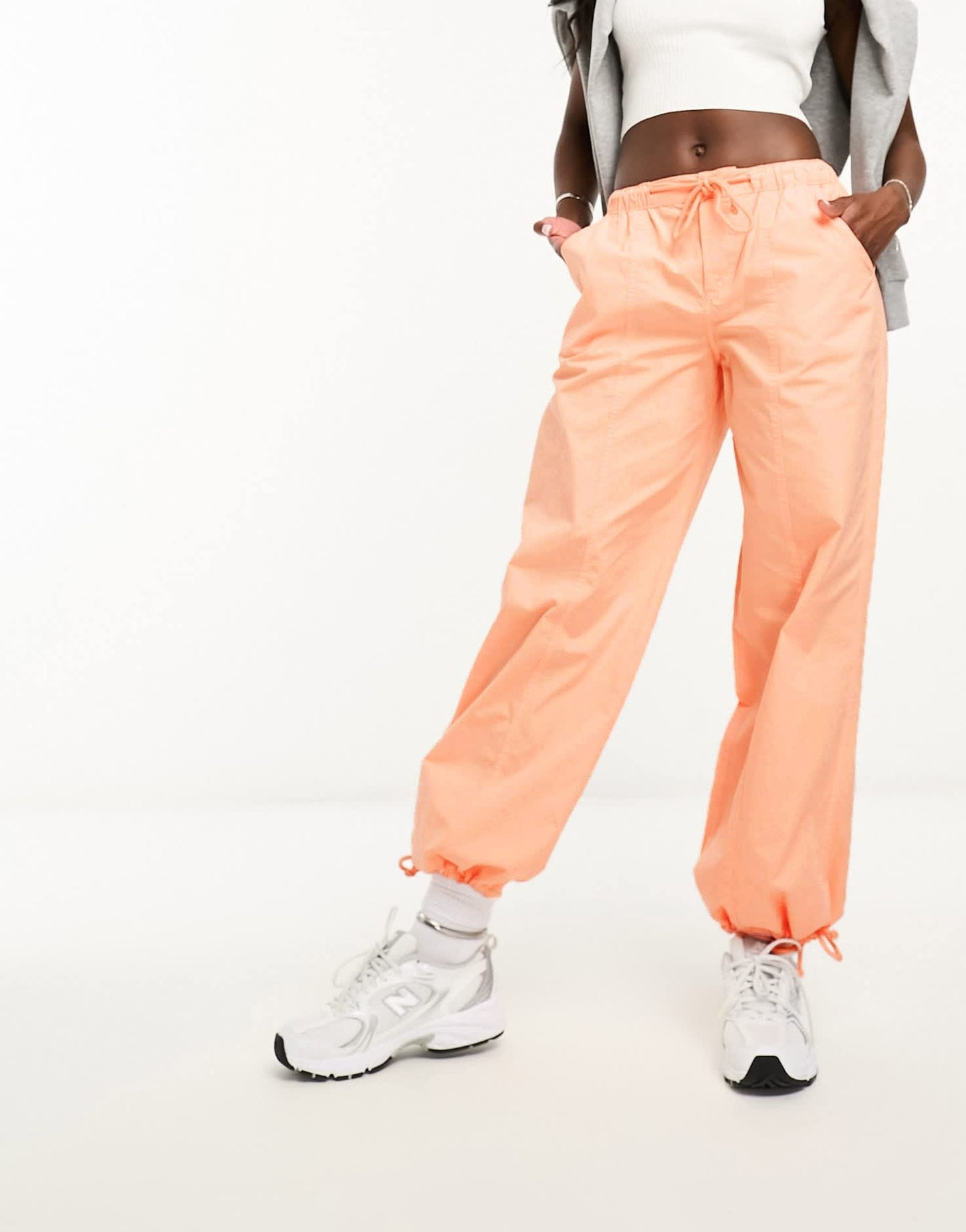 ASOS DESIGN parachute cargo trouser with seam detail in washed coral - ASOS Sample Sale EU Store