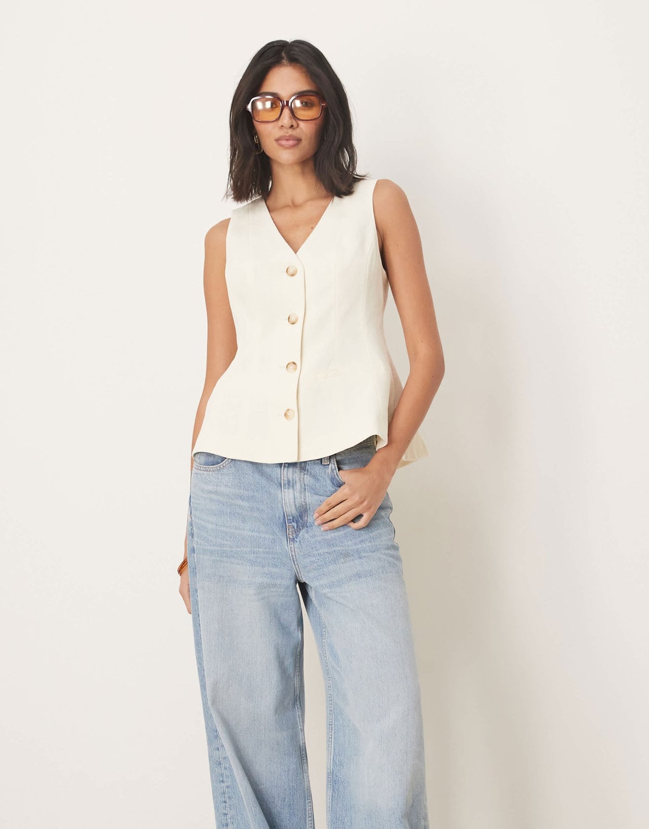 ASOS DESIGN peplum waistcoat in buttermilk - ASOS Sample Sale EU Store