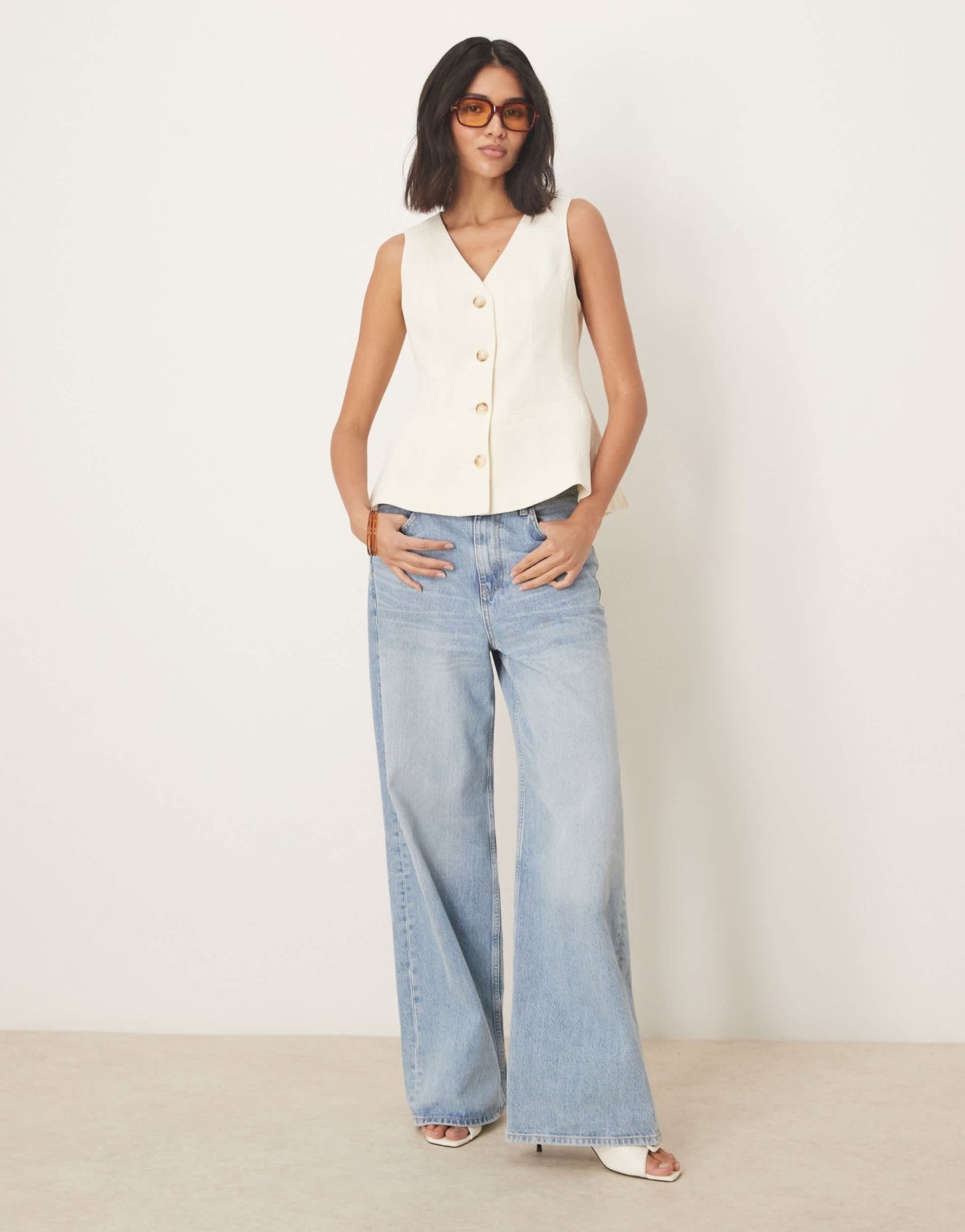 ASOS DESIGN peplum waistcoat in buttermilk - ASOS Sample Sale EU Store