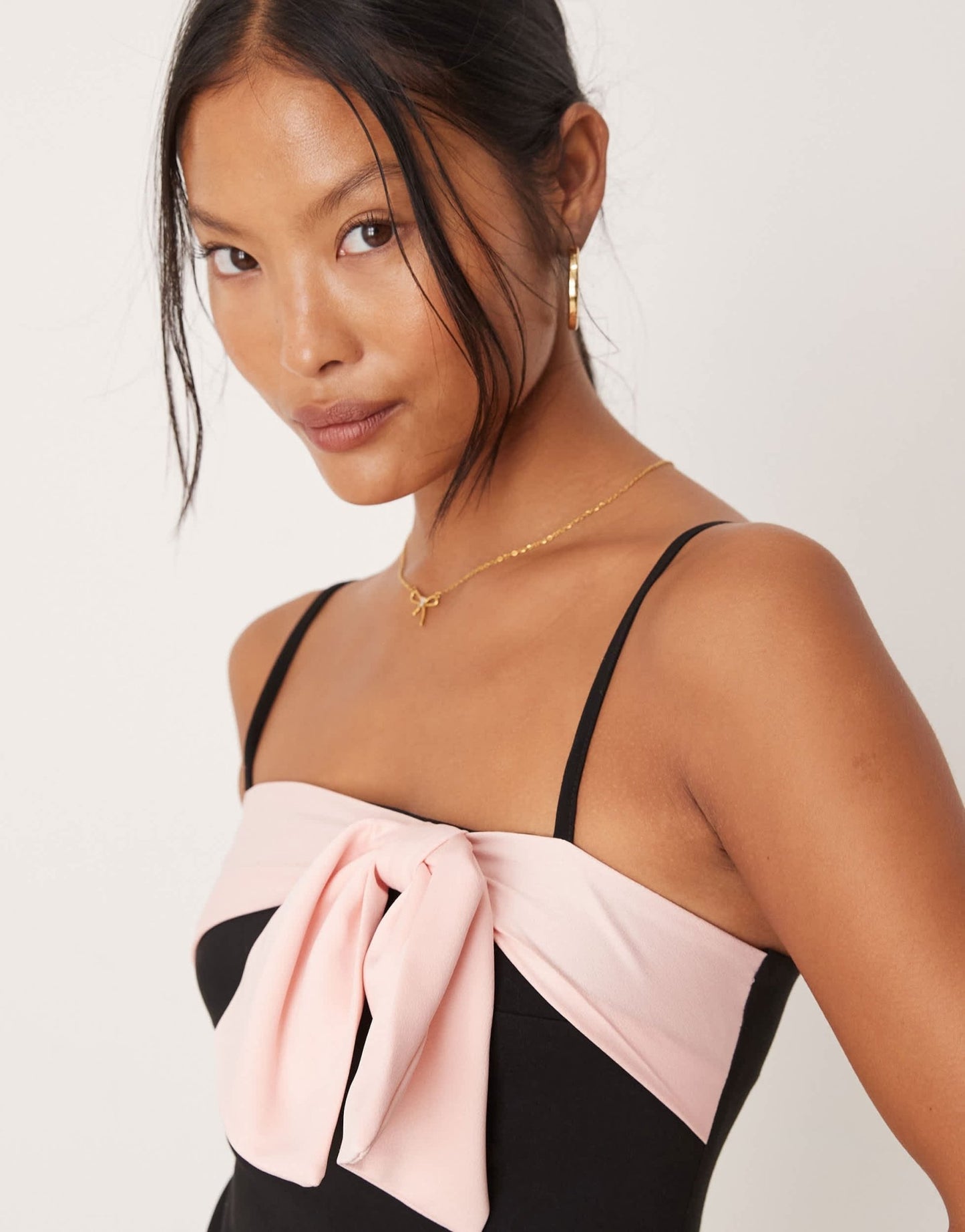 ASOS DESIGN Petite strappy cami mini dress with bow detail in pink - ASOS Sample Sale EU Store