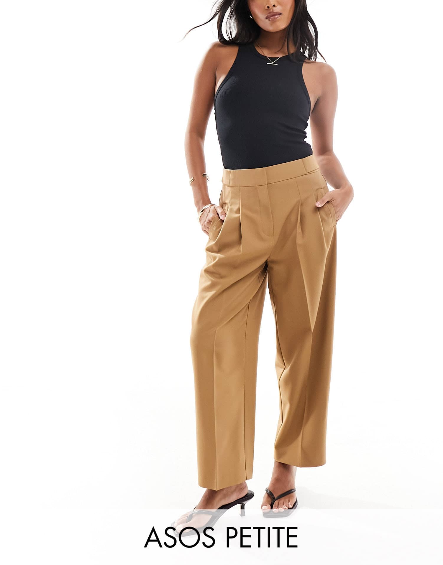 ASOS DESIGN Petite tailored barrel leg trouser in brown - ASOS Sample Sale EU Store