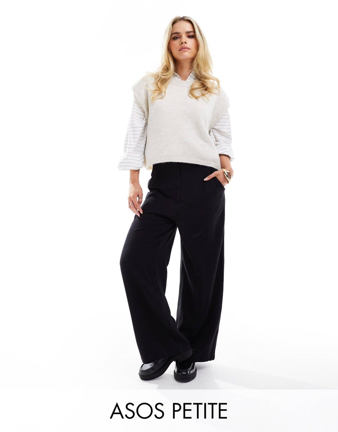 ASOS DESIGN Petite tailored high waist seam wide leg detail linen trousers in black - ASOS Sample Sale EU Store
