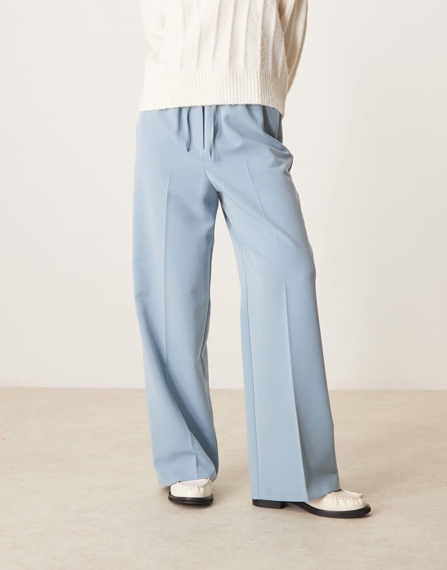 ASOS DESIGN Petite tailored pull on trousers in light blue - ASOS Sample Sale EU Store