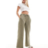 ASOS DESIGN Petite tailored pull on trousers in olive stripe