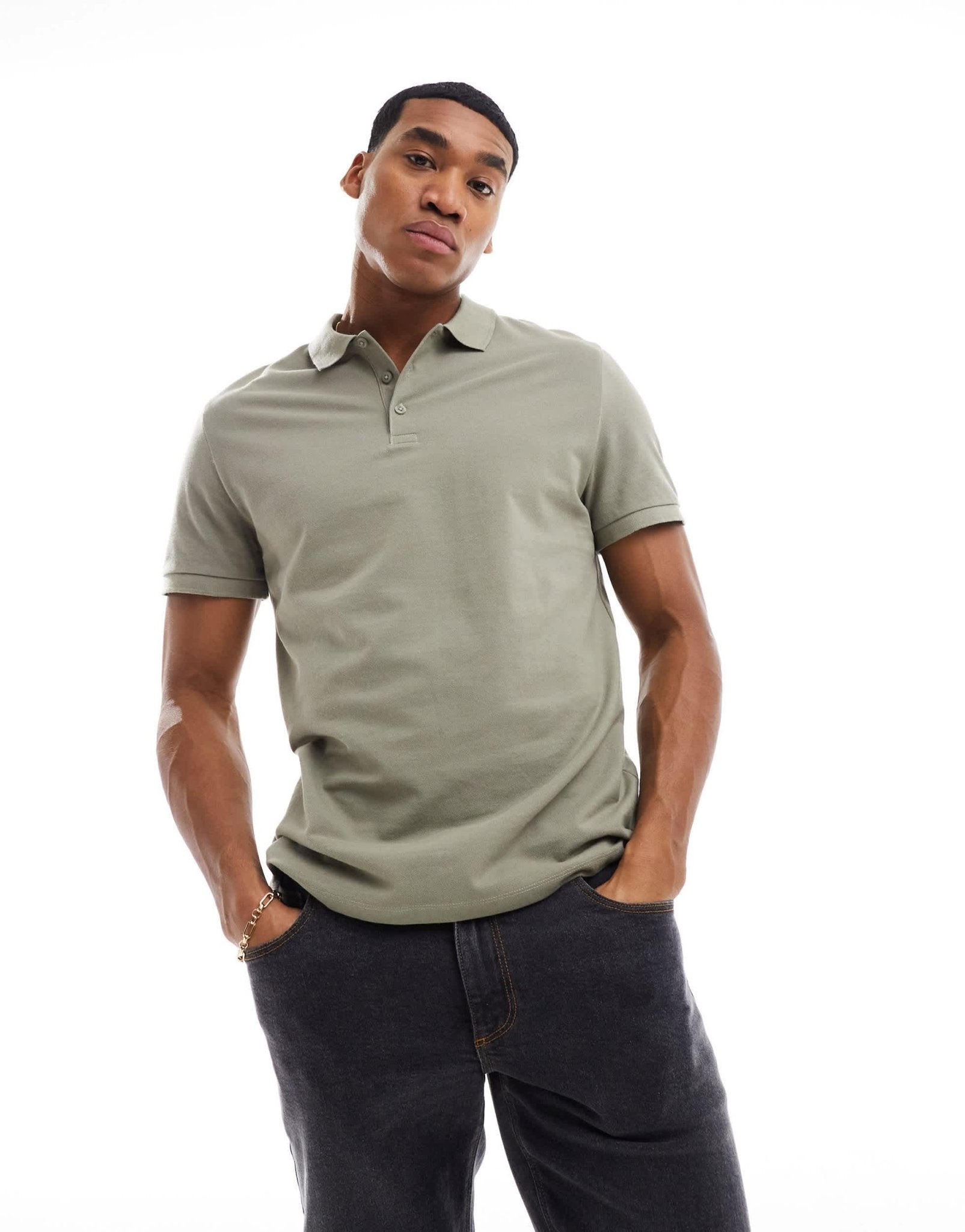 ASOS DESIGN pique polo in khaki - ASOS Sample Sale EU Store