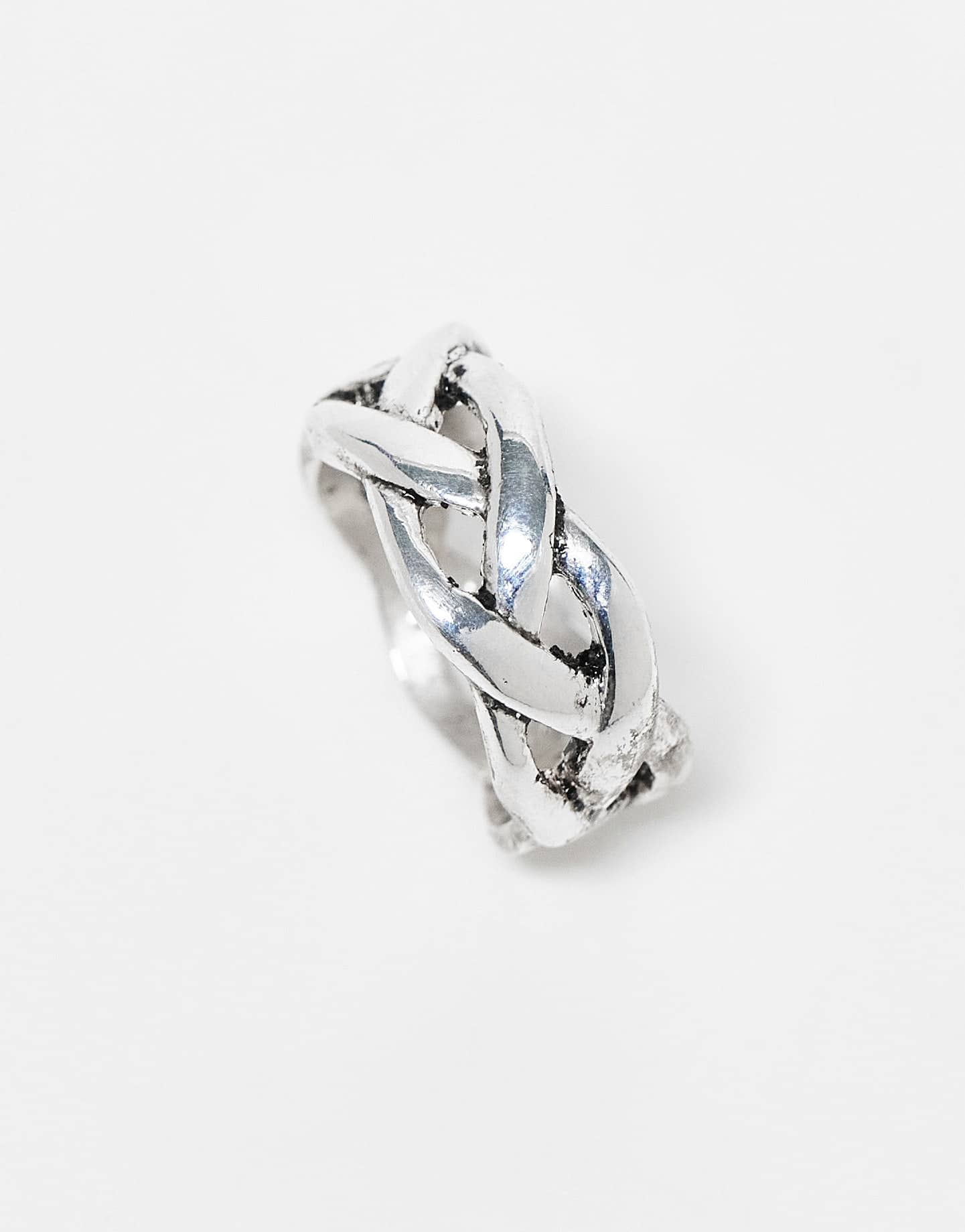 ASOS DESIGN plaited rope ring in burnished silver - ASOS Sample Sale EU Store