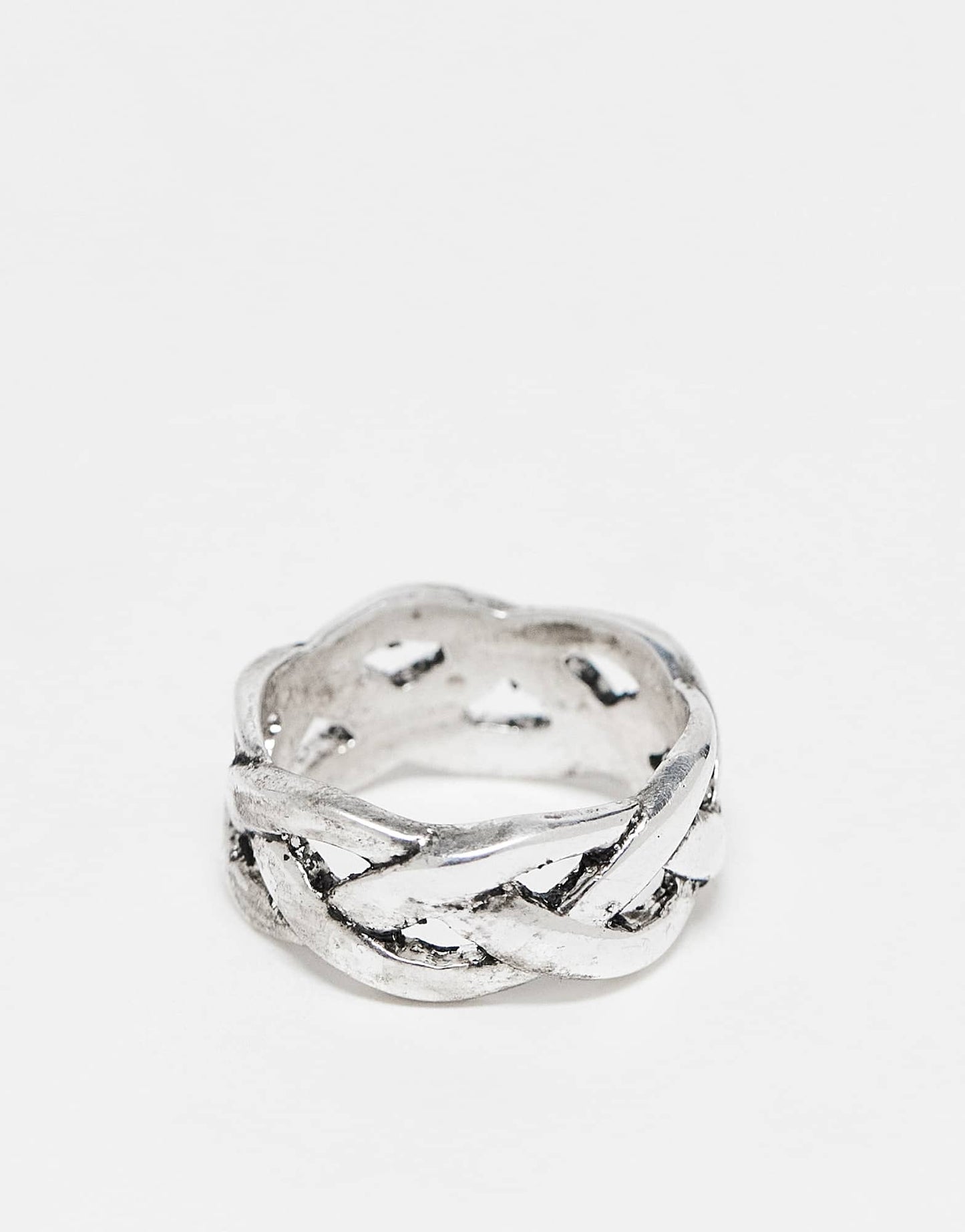ASOS DESIGN plaited rope ring in burnished silver - ASOS Sample Sale EU Store