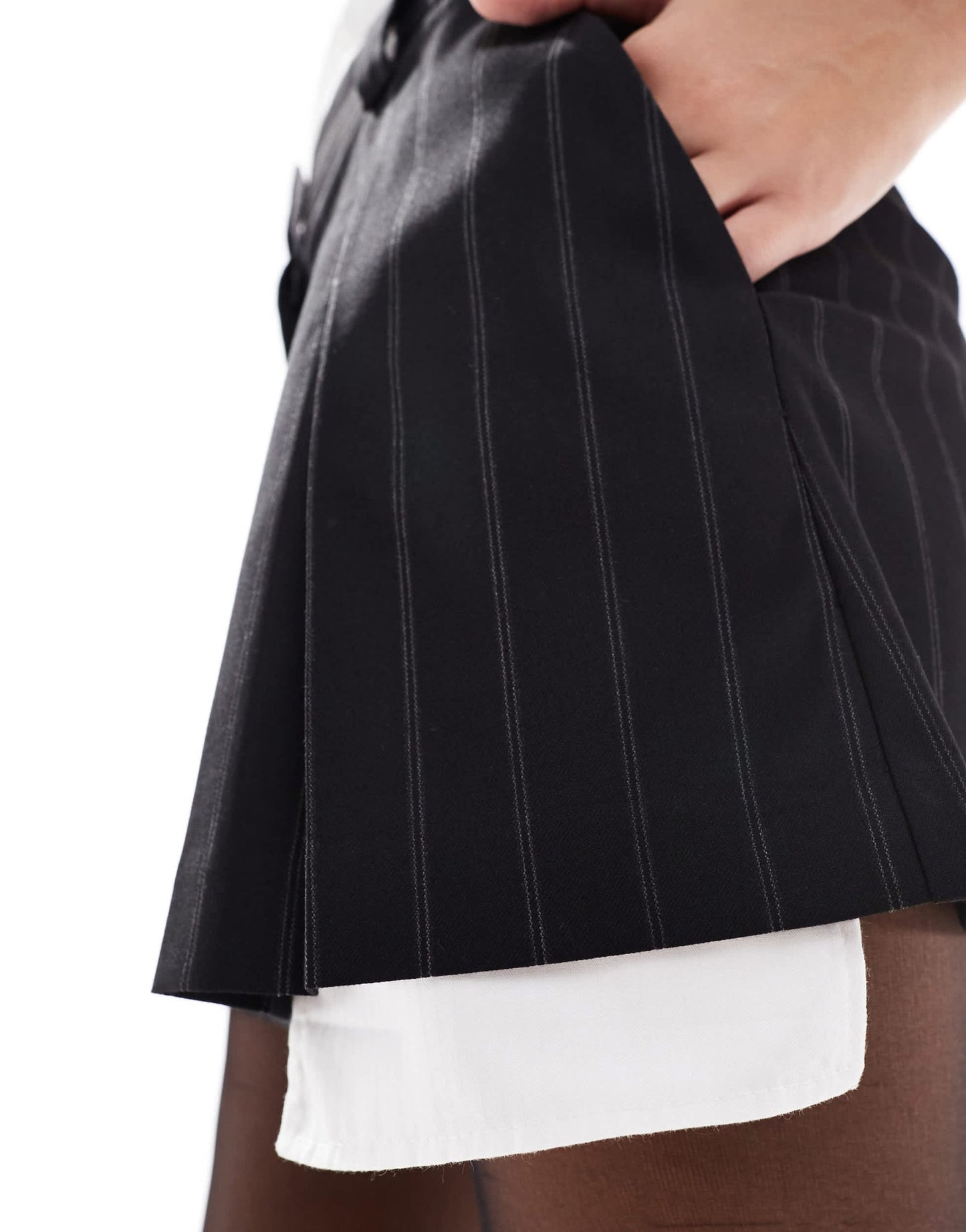 ASOS DESIGN pleat front exposed tailored mini skirt in tonal stripe - ASOS Sample Sale EU Store