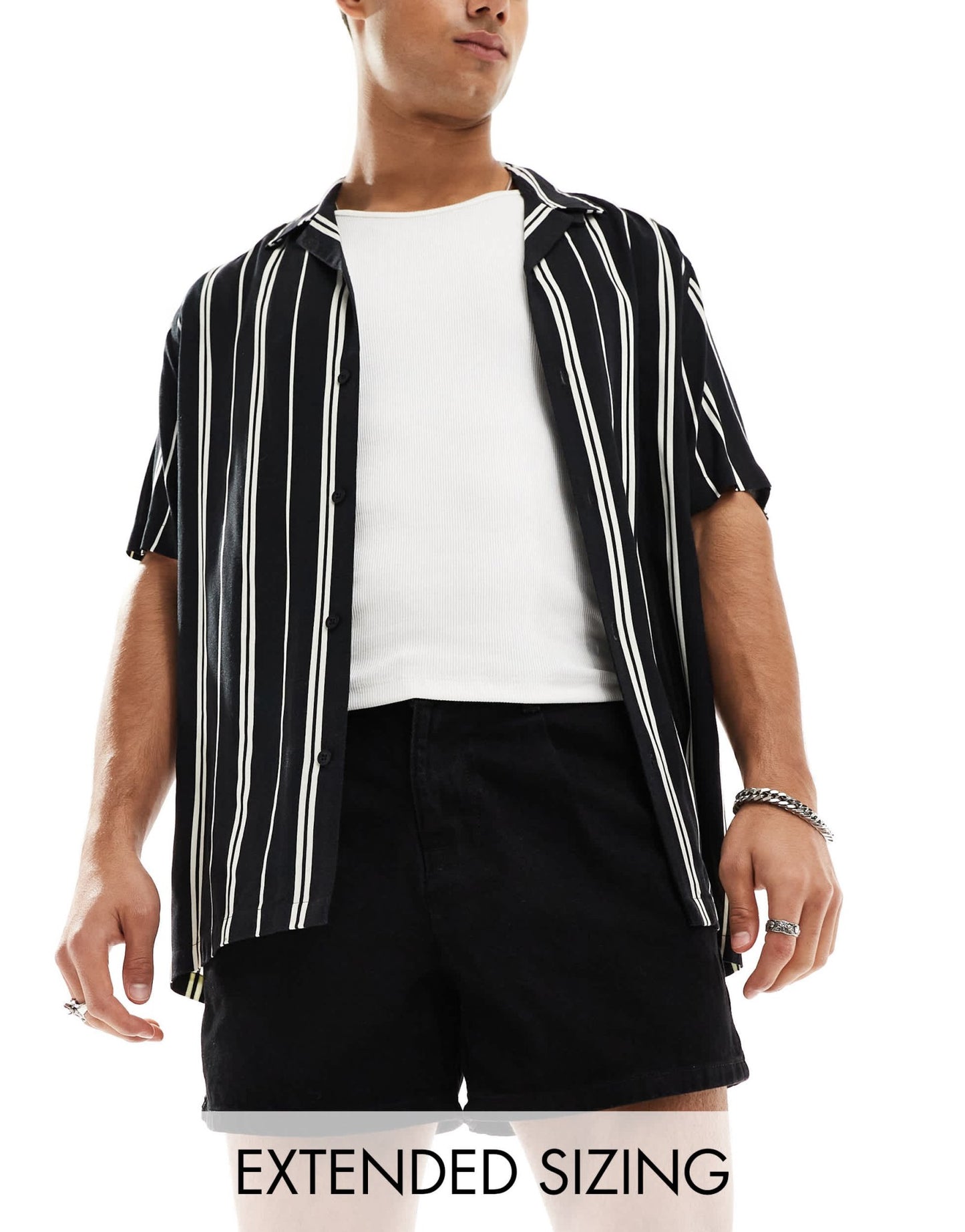 ASOS DESIGN pleated mid length denim shorts in black - ASOS Sample Sale EU Store