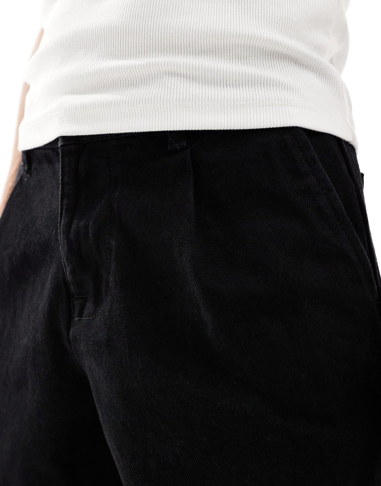 ASOS DESIGN pleated mid length denim shorts in black - ASOS Sample Sale EU Store