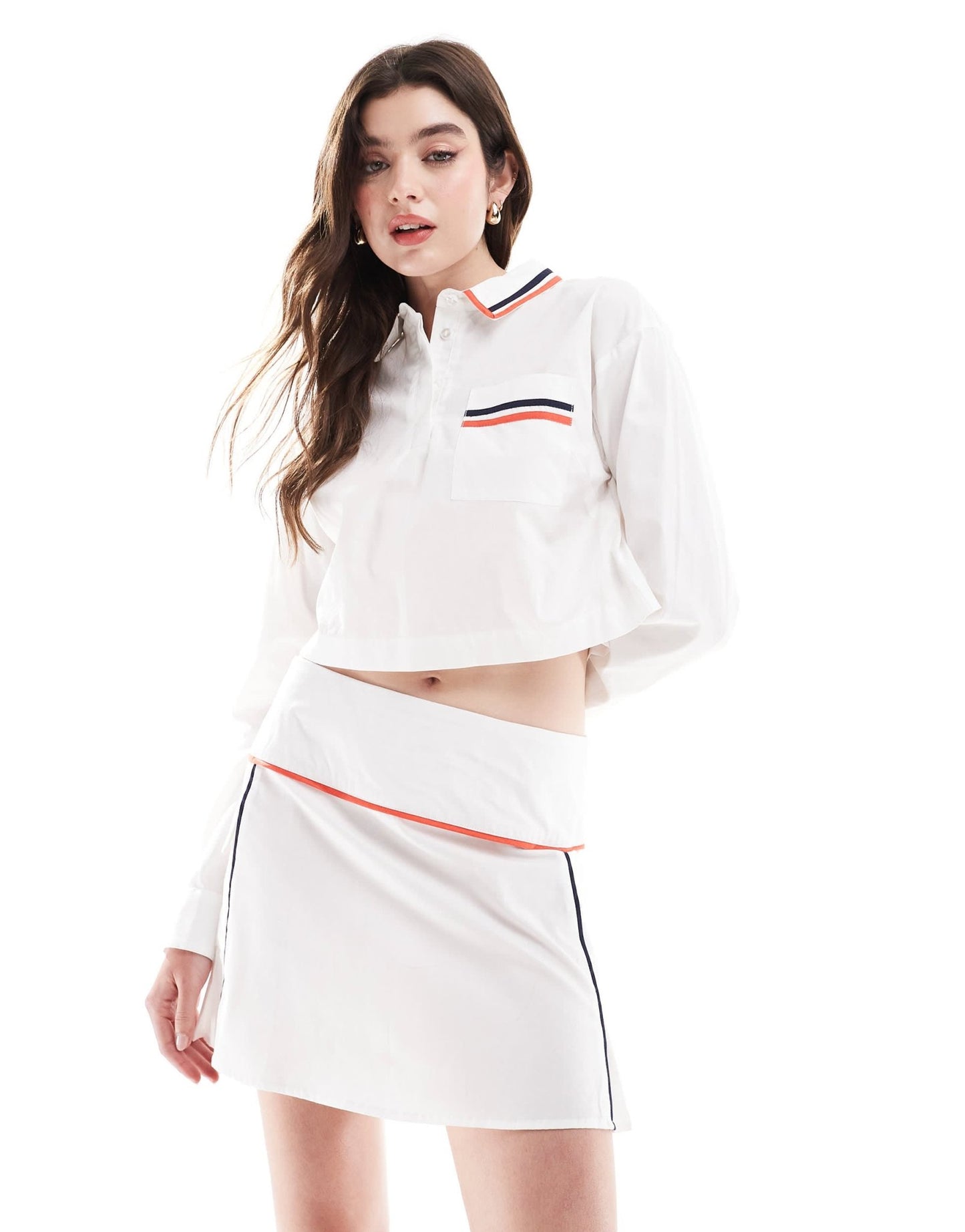 ASOS DESIGN pleated mini skirt co - ord with piping detail - WHITE - ASOS Sample Sale EU Store