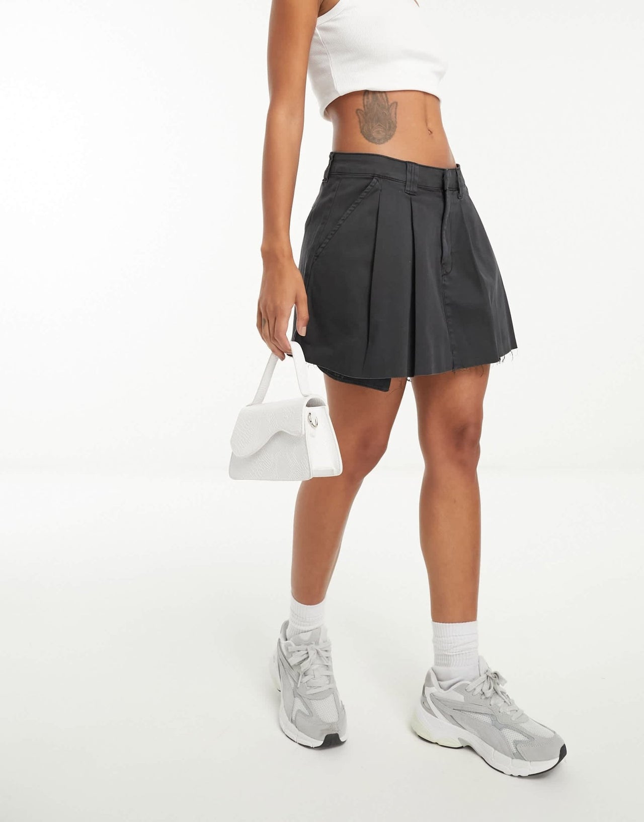 ASOS DESIGN pleated mini skirt in washed black - ASOS Sample Sale EU Store