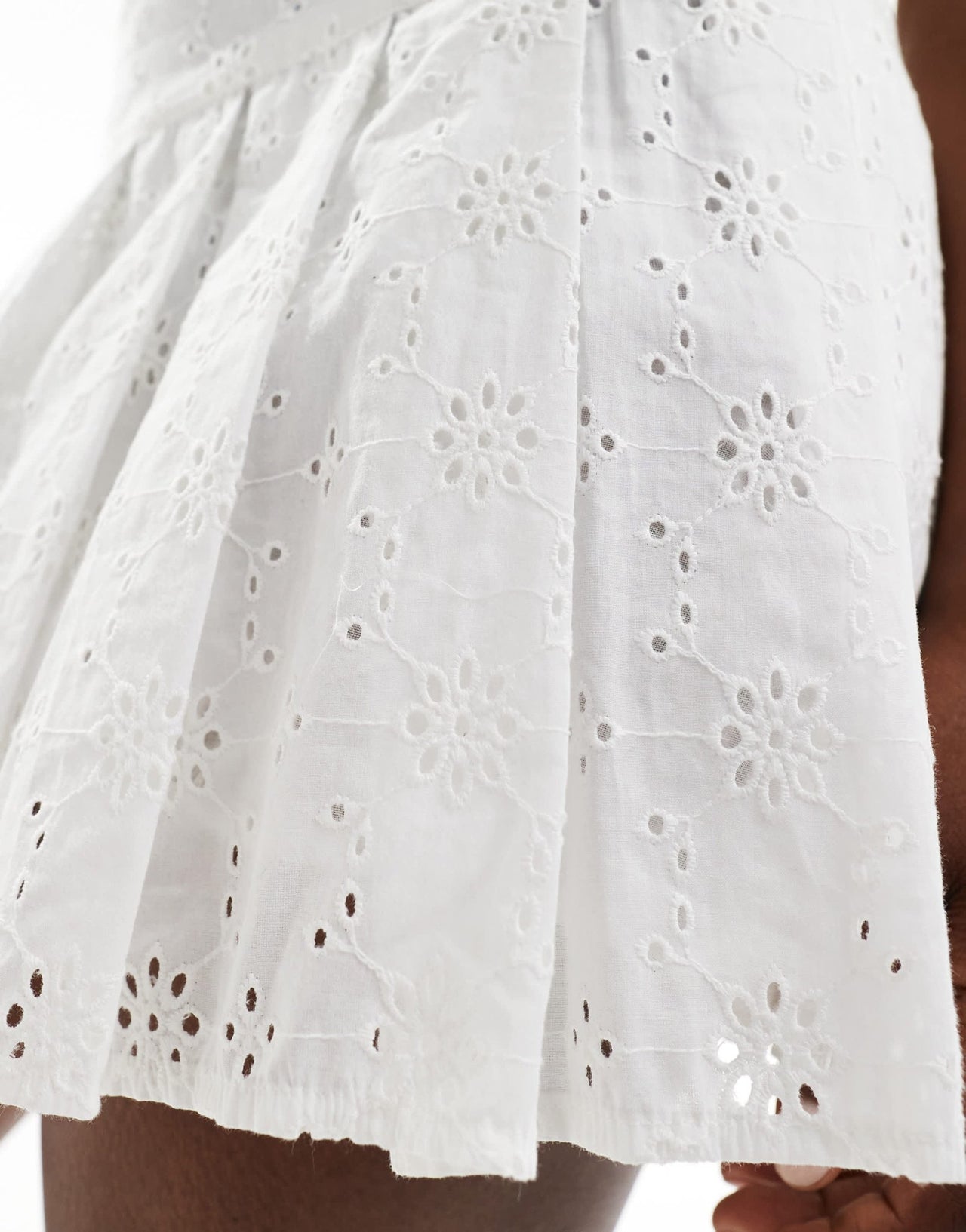 ASOS DESIGN pleated mini skirt in white broderie - WHITE - ASOS Sample Sale EU Store