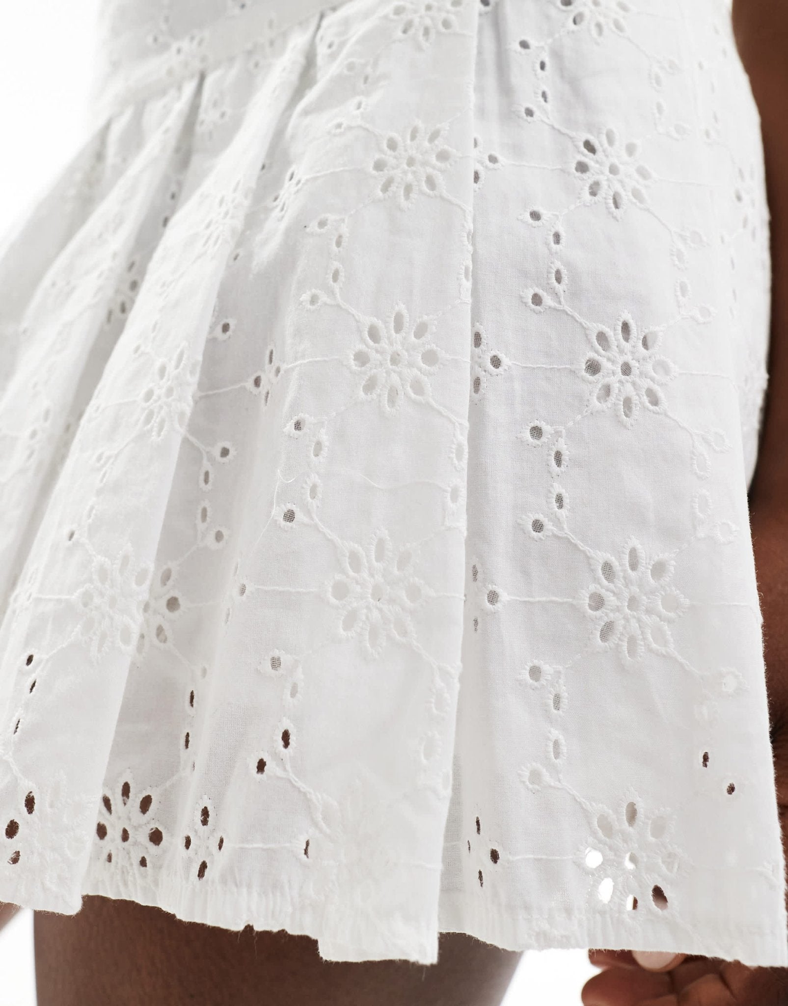 ASOS DESIGN pleated mini skirt in white broderie - WHITE - ASOS Sample Sale EU Store