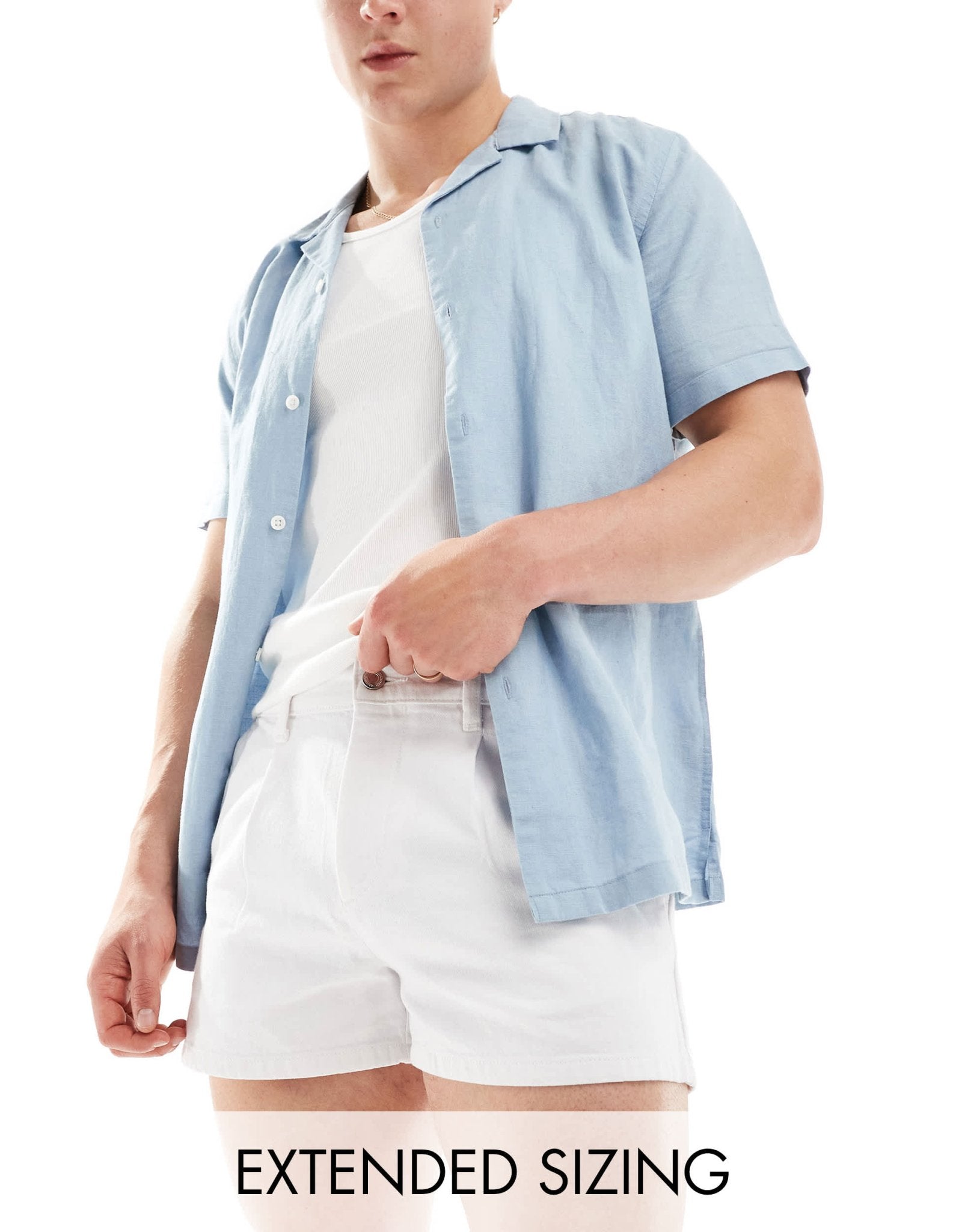 ASOS DESIGN pleated shorter length denim shorts in white - ASOS Sample Sale EU Store
