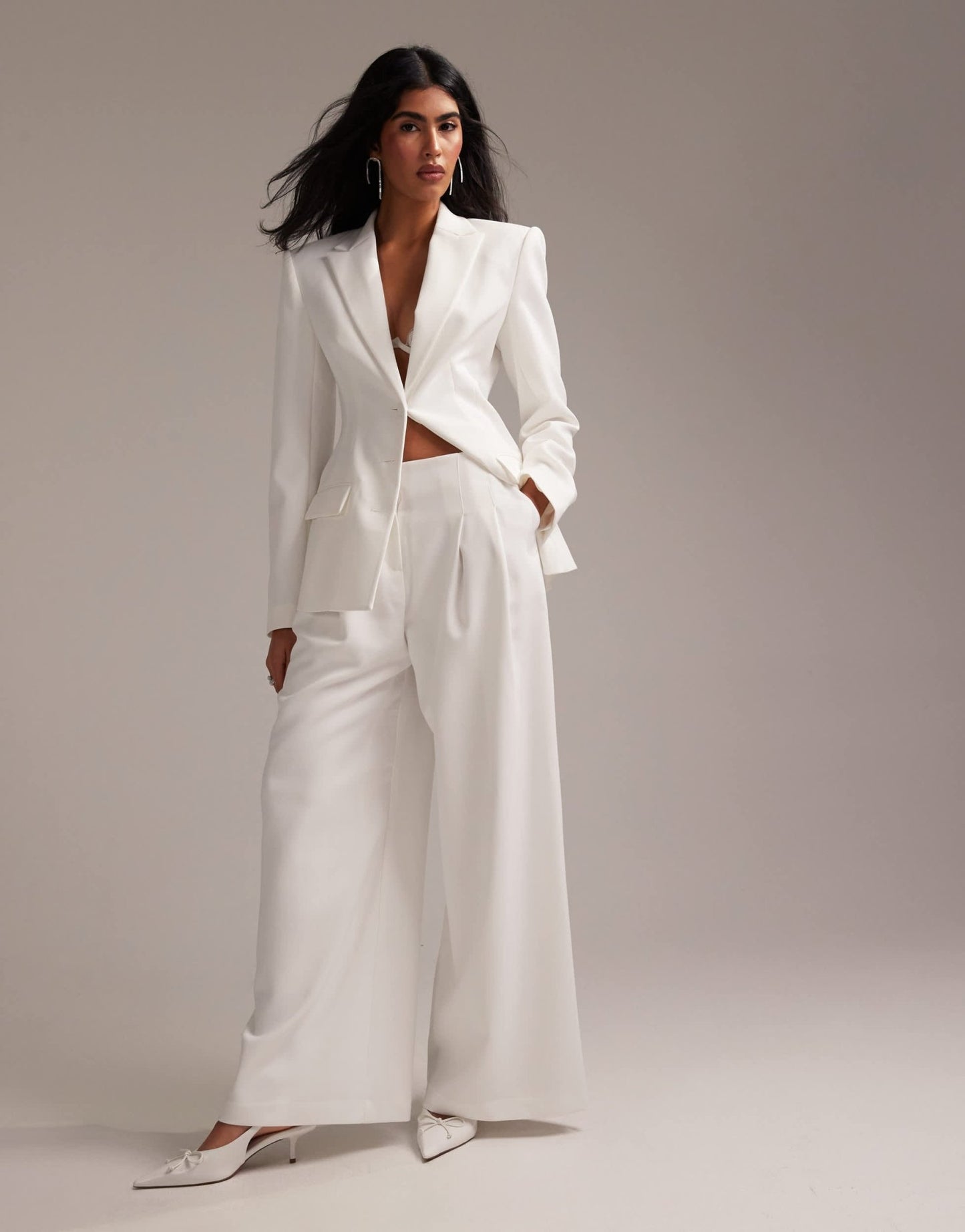 ASOS DESIGN pleated wide leg trouser in white - ASOS Sample Sale EU Store