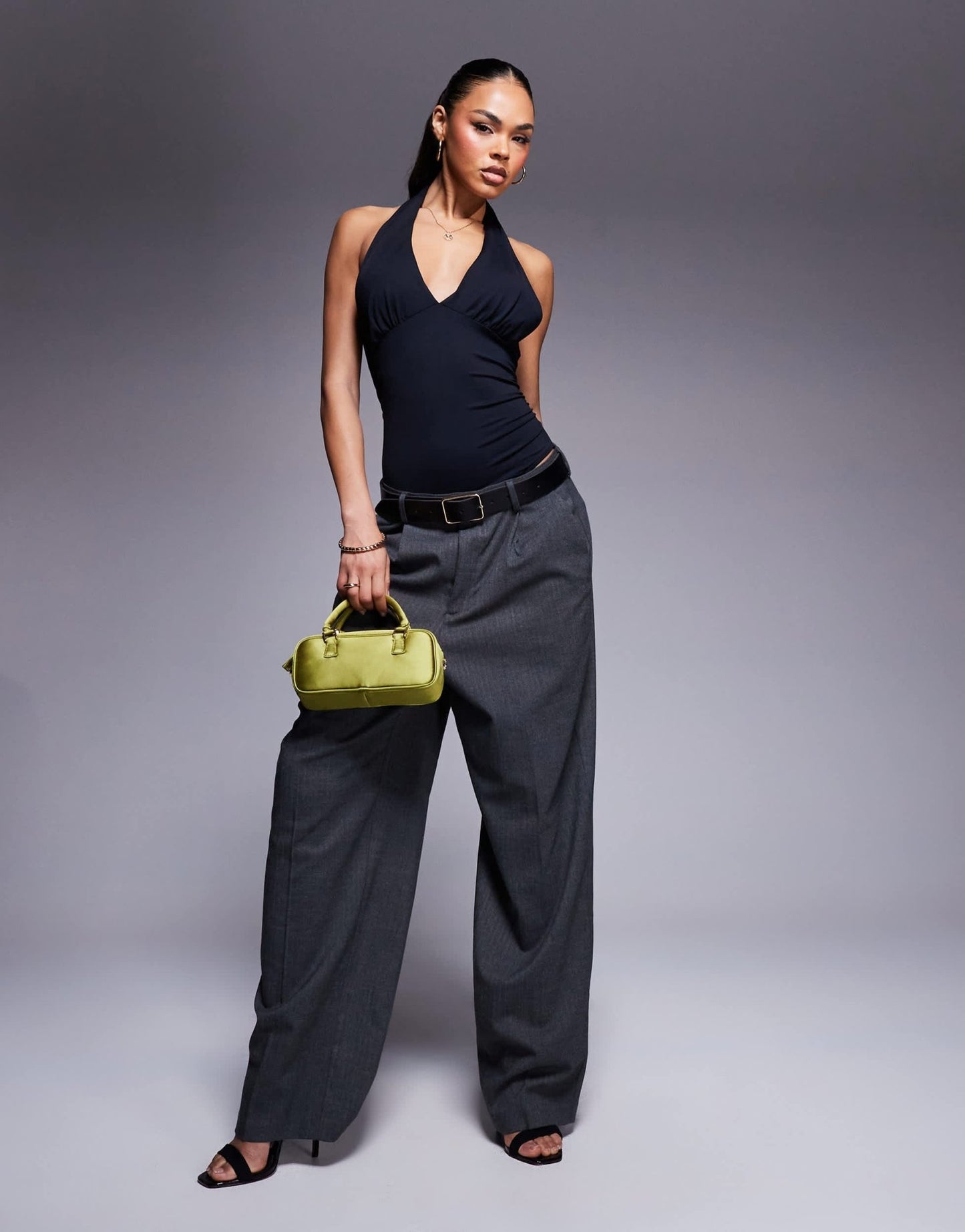 ASOS DESIGN polyamide plunge halter neck bodysuit in black - ASOS Sample Sale EU Store