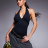 Body de poliamida ASOS DESIGN con escote halter profundo en negro