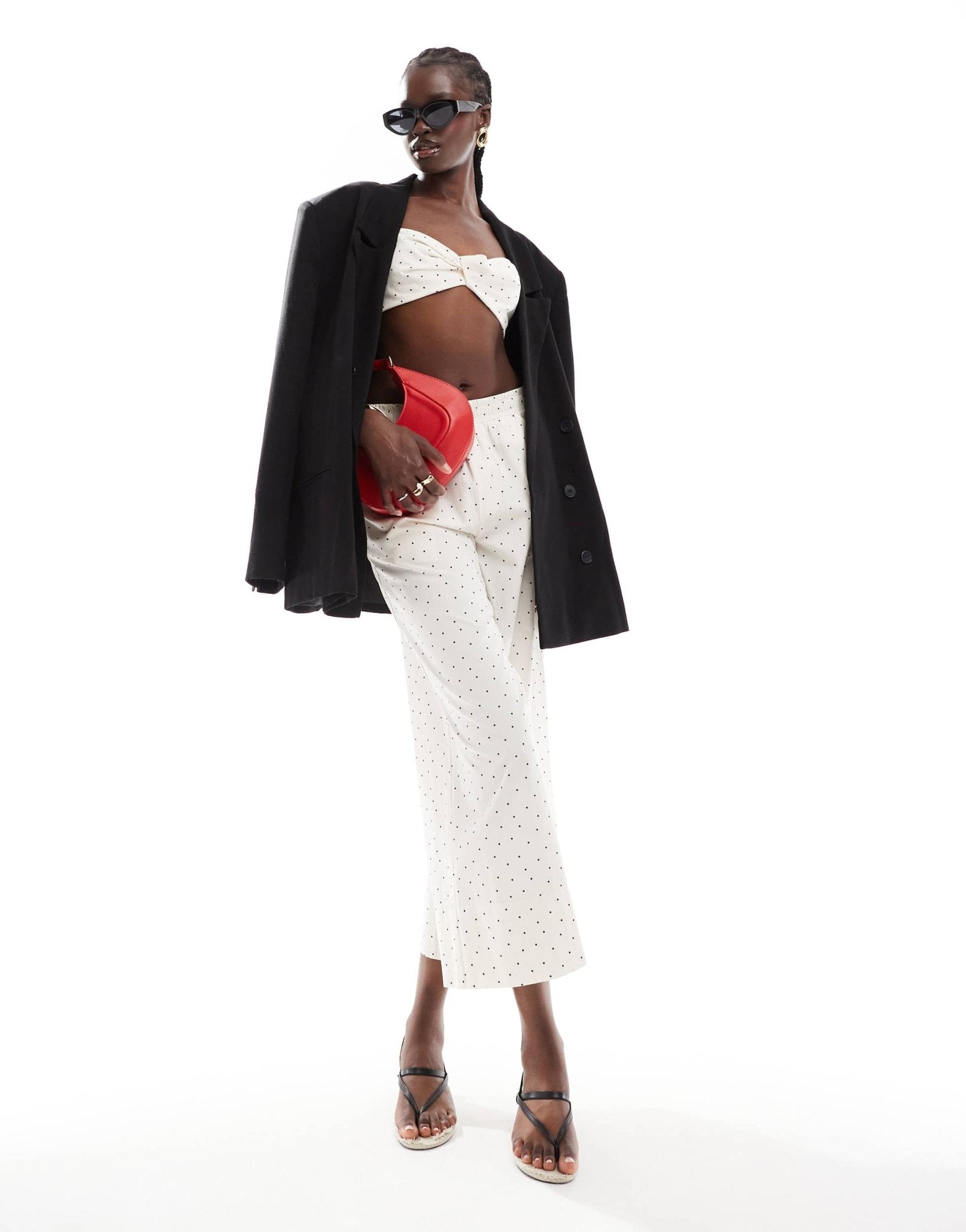 ASOS DESIGN poplin bralet in white spot co - ord - ASOS Sample Sale EU Store