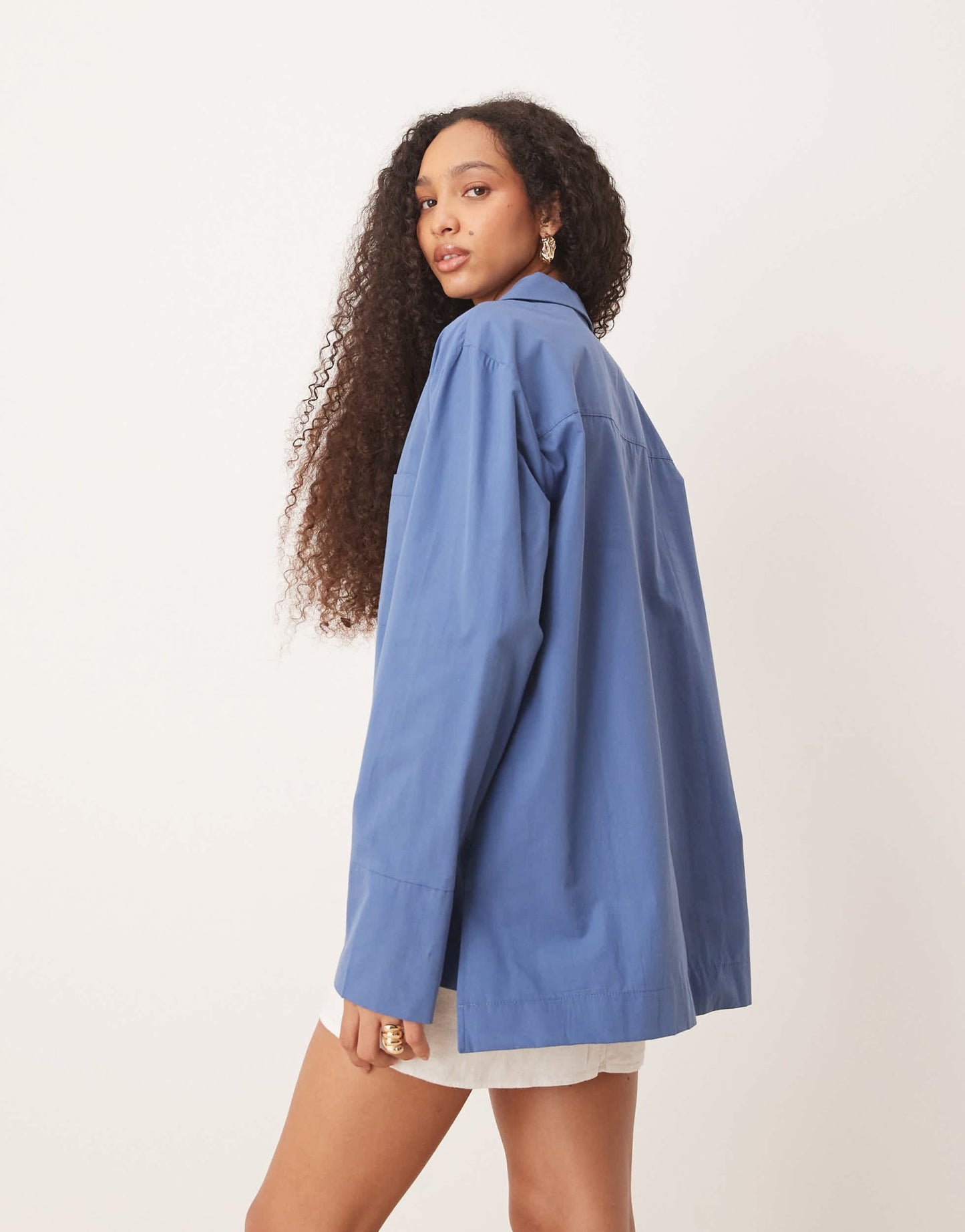 ASOS DESIGN poplin collared patch pocket shirt in blue - ASOS Sample Sale EU Store