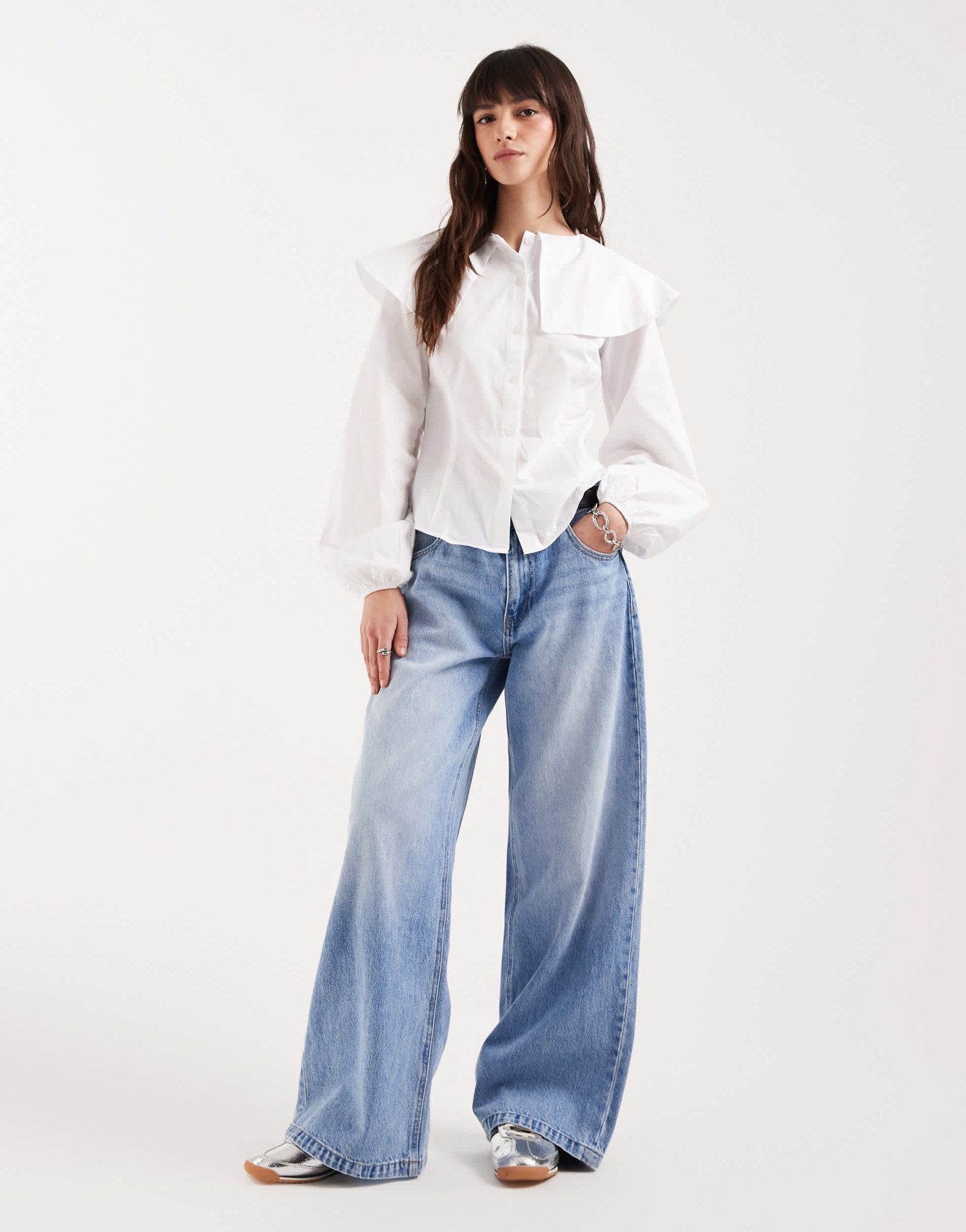 ASOS DESIGN poplin fitted collar detail shirt in white - ASOS Sample Sale EU Store
