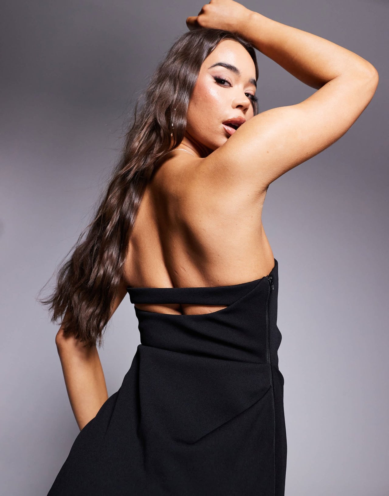 ASOS DESIGN Premium bonded crepe bandeau maxi dress with stretch chiffon skirt in black - ASOS Sample Sale EU Store