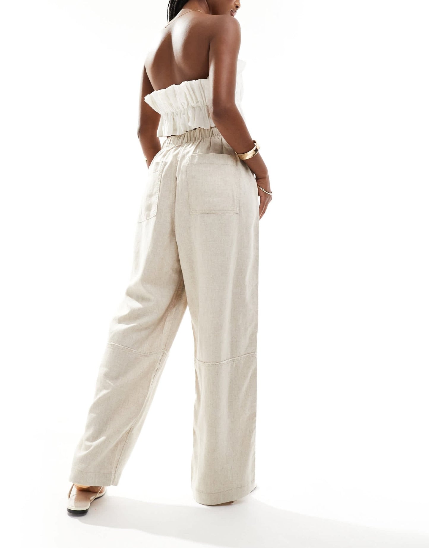 ASOS DESIGN premium cargo trouser with linen in natural - ASOS Sample Sale EU Store