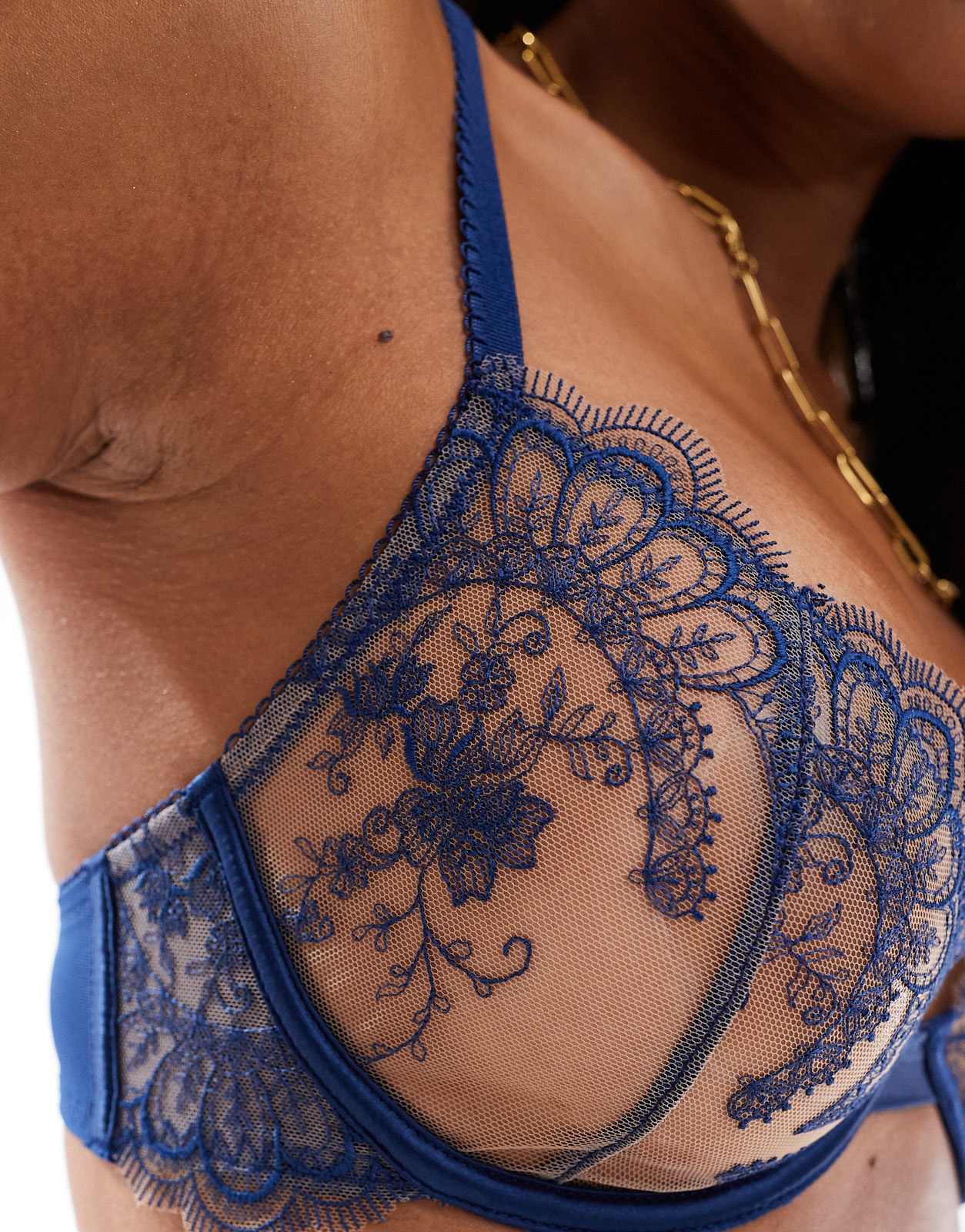 ASOS DESIGN Premium fine embroidery underwired bra in navy - ASOS Sample Sale EU Store