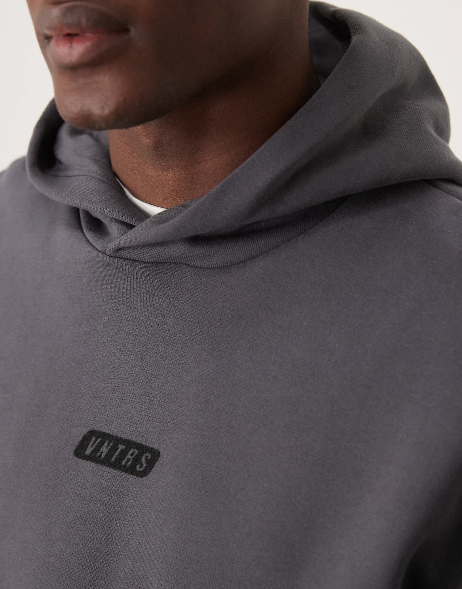 ASOS DESIGN premium heavyweight boxy hoodie 400gsm with chest print in washed black - CHARCOAL - ASOS Sample Sale EU Store