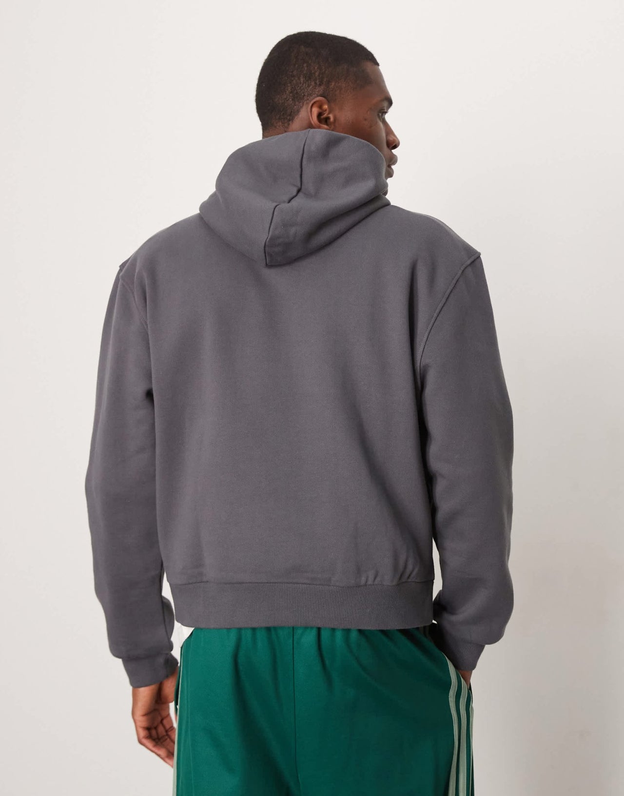 ASOS DESIGN premium heavyweight boxy hoodie 400gsm with chest print in washed black - CHARCOAL - ASOS Sample Sale EU Store