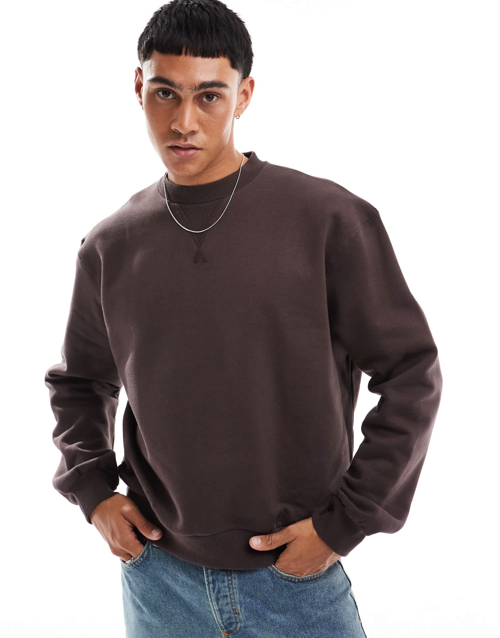 ASOS DESIGN premium heavyweight boxy oversized sweatshirt 400gsm in brown - ASOS Sample Sale EU Store