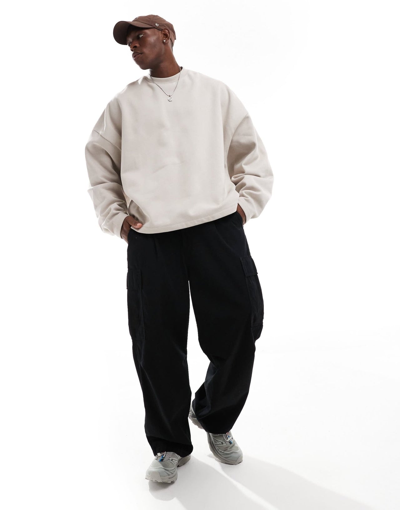 ASOS DESIGN premium heavyweight extreme oversized crew neck sweatshirt in 400gsms in beige - BEIGE - ASOS Sample Sale EU Store