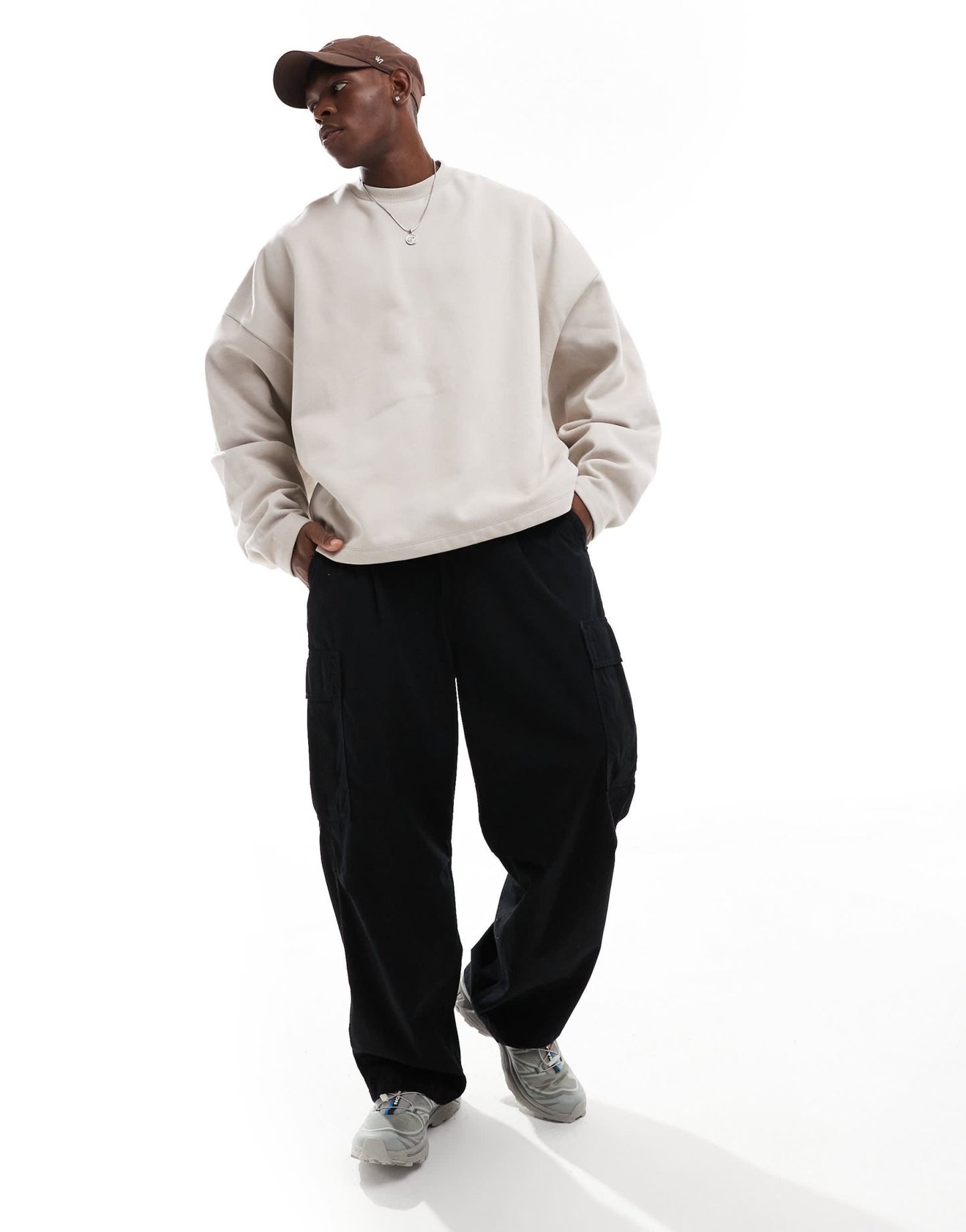 ASOS DESIGN premium heavyweight extreme oversized crew neck sweatshirt in 400gsms in beige - BEIGE - ASOS Sample Sale EU Store