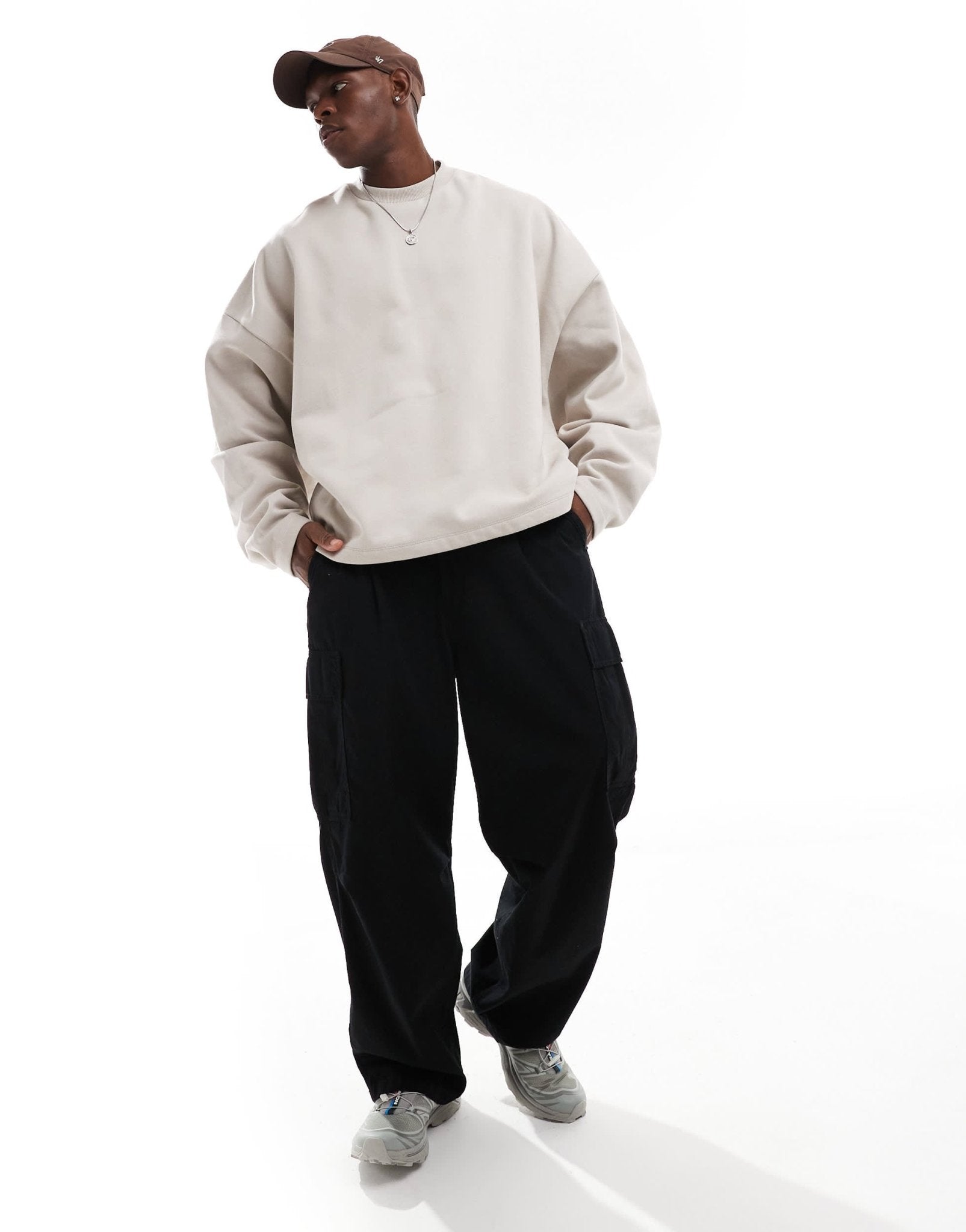 ASOS DESIGN premium heavyweight extreme oversized crew neck sweatshirt in 400gsms in beige - BEIGE - ASOS Sample Sale EU Store