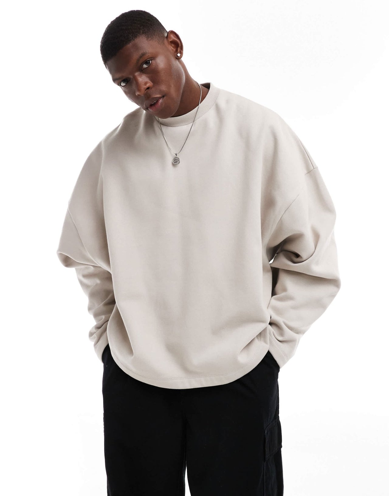 ASOS DESIGN premium heavyweight extreme oversized crew neck sweatshirt in 400gsms in beige - BEIGE - ASOS Sample Sale EU Store