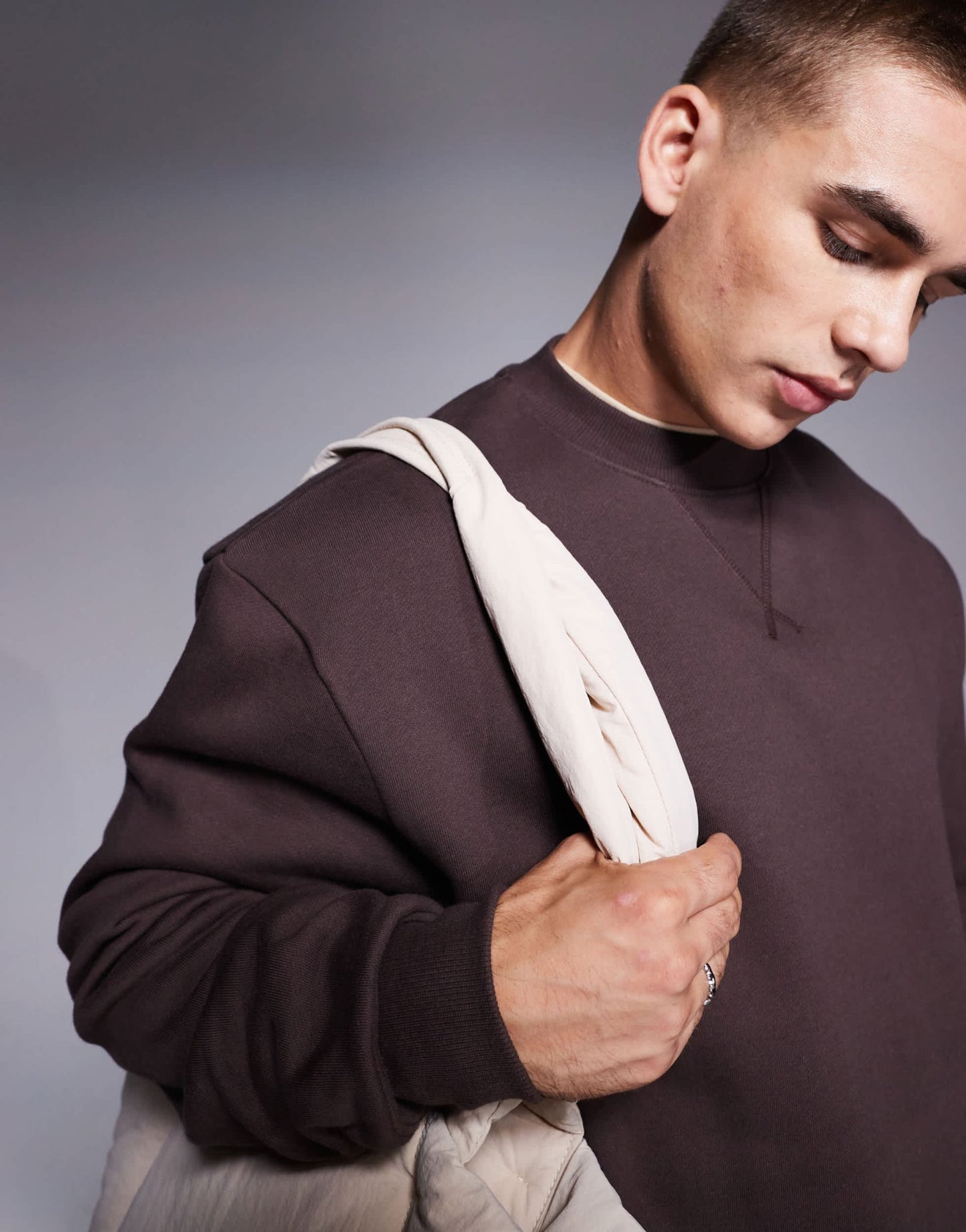 ASOS DESIGN premium heavyweight oversized sweatshirt 400gsm in brown - BROWN - ASOS Sample Sale EU Store
