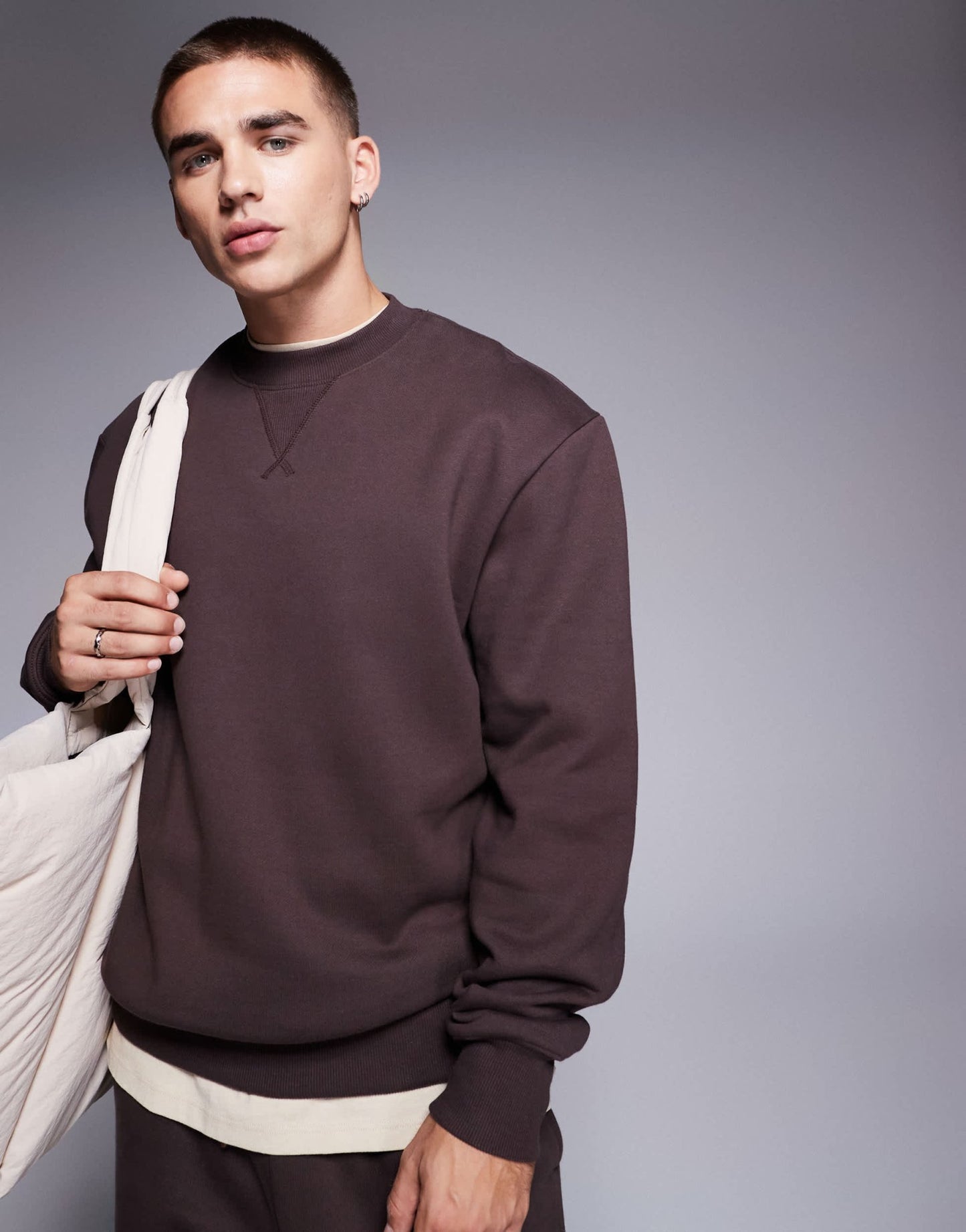 ASOS DESIGN premium heavyweight oversized sweatshirt 400gsm in brown - BROWN - ASOS Sample Sale EU Store