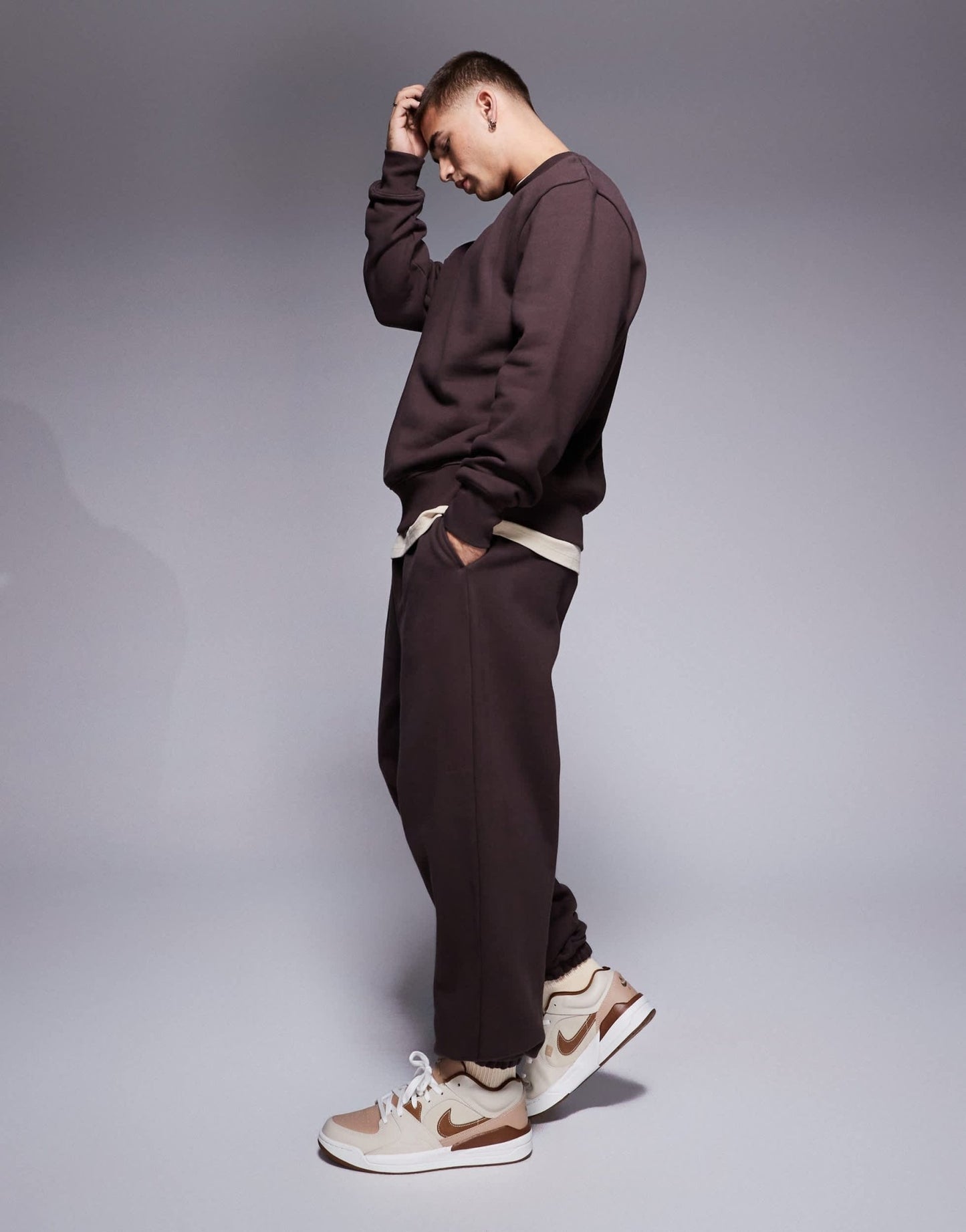 ASOS DESIGN premium heavyweight oversized sweatshirt 400gsm in brown - BROWN - ASOS Sample Sale EU Store