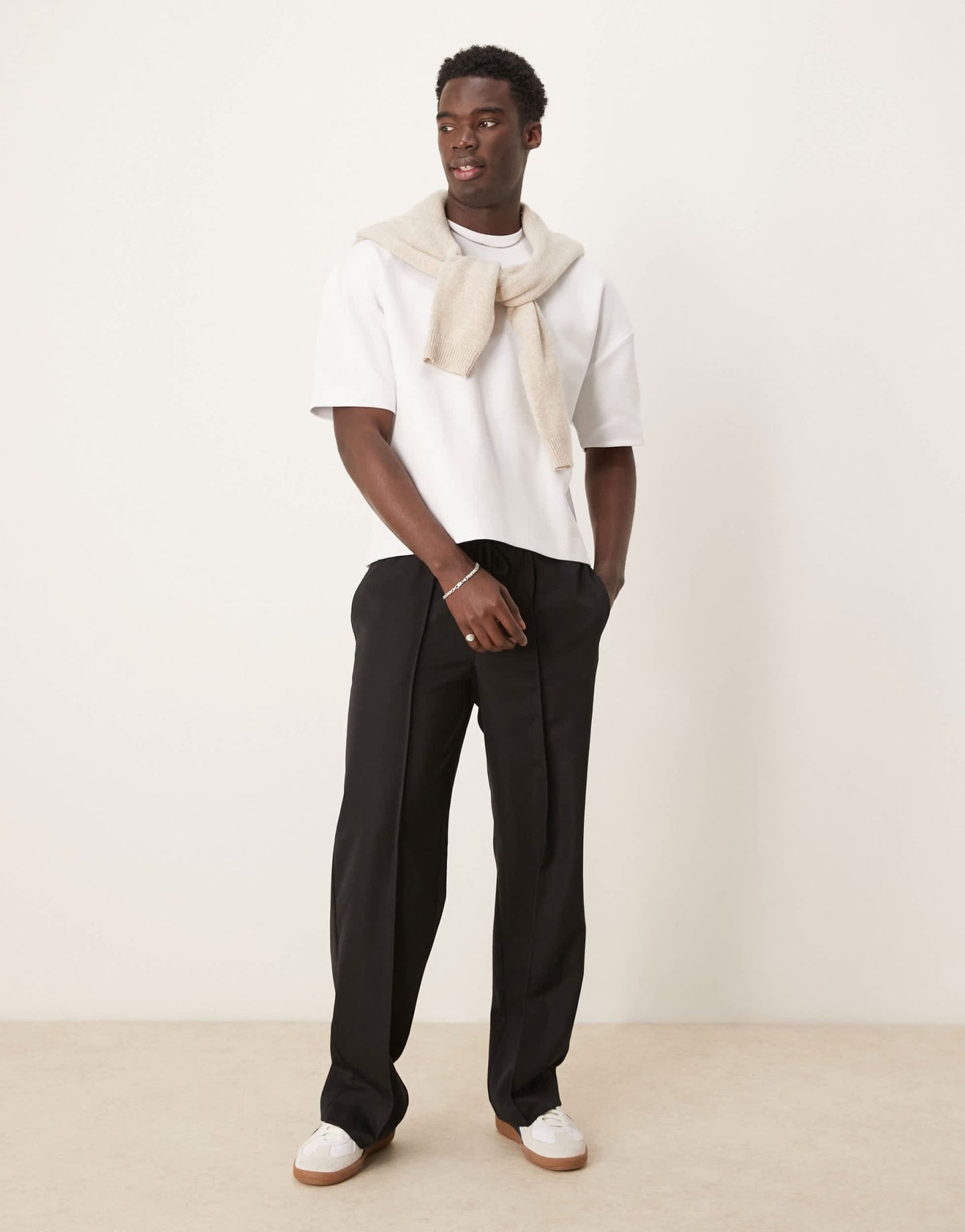 ASOS DESIGN premium interlock boxy oversized drop shoulder t-shirt in white - ASOS Sample Sale EU Store