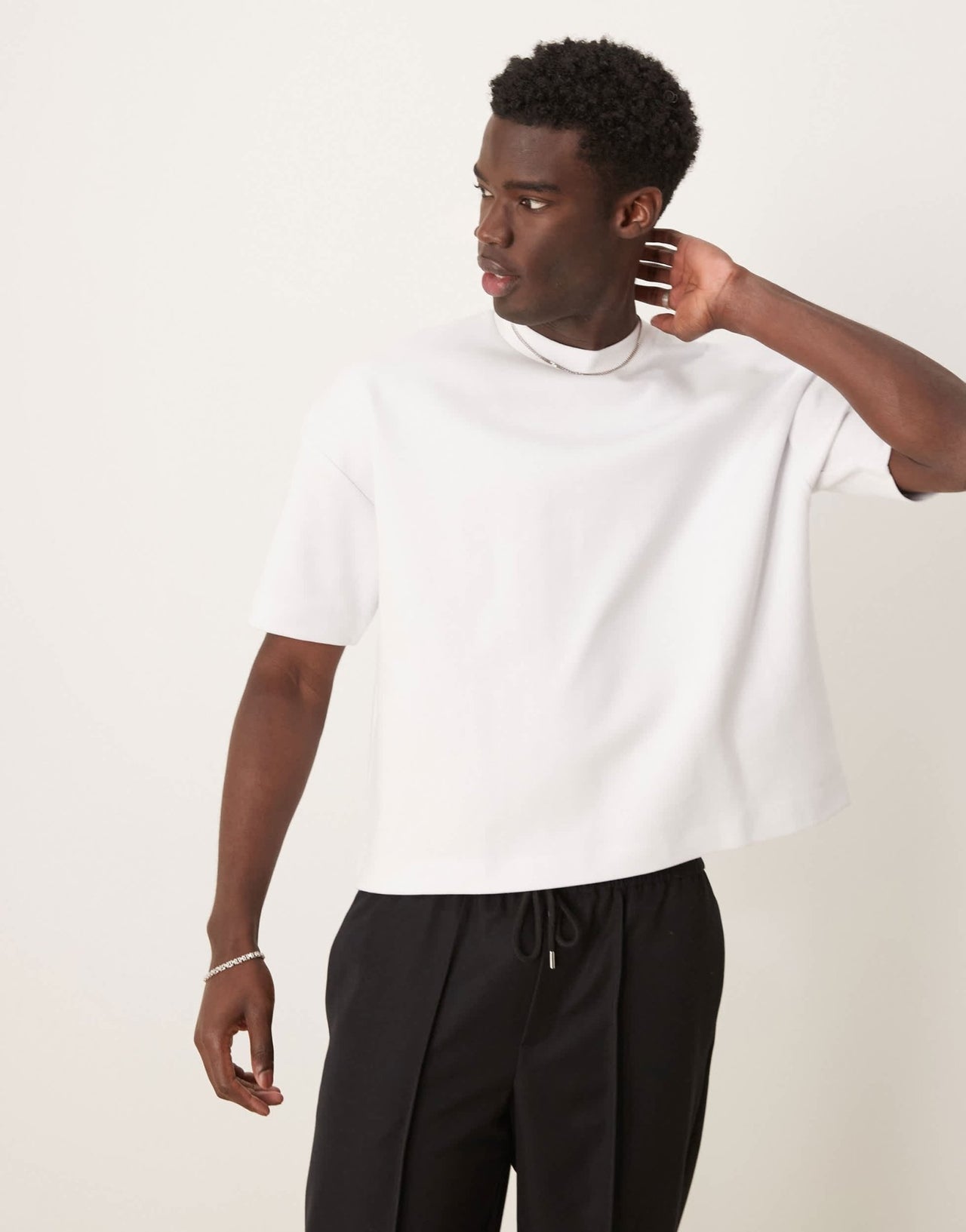 ASOS DESIGN premium interlock boxy oversized drop shoulder t-shirt in white - ASOS Sample Sale EU Store