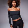 ASOS DESIGN Premium sculpting bardot top in black